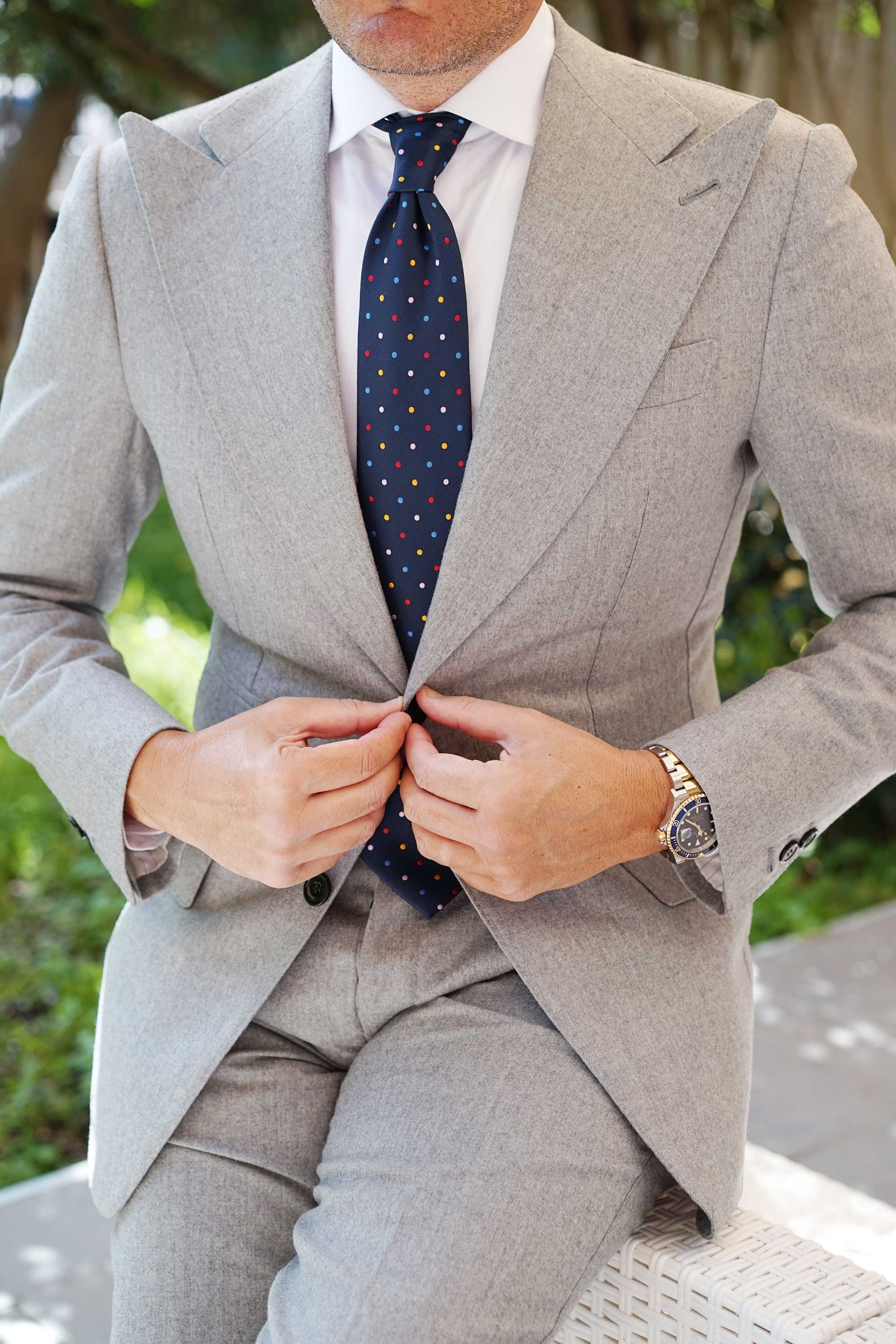 Navy Blue with Confetti Polka Dots Necktie