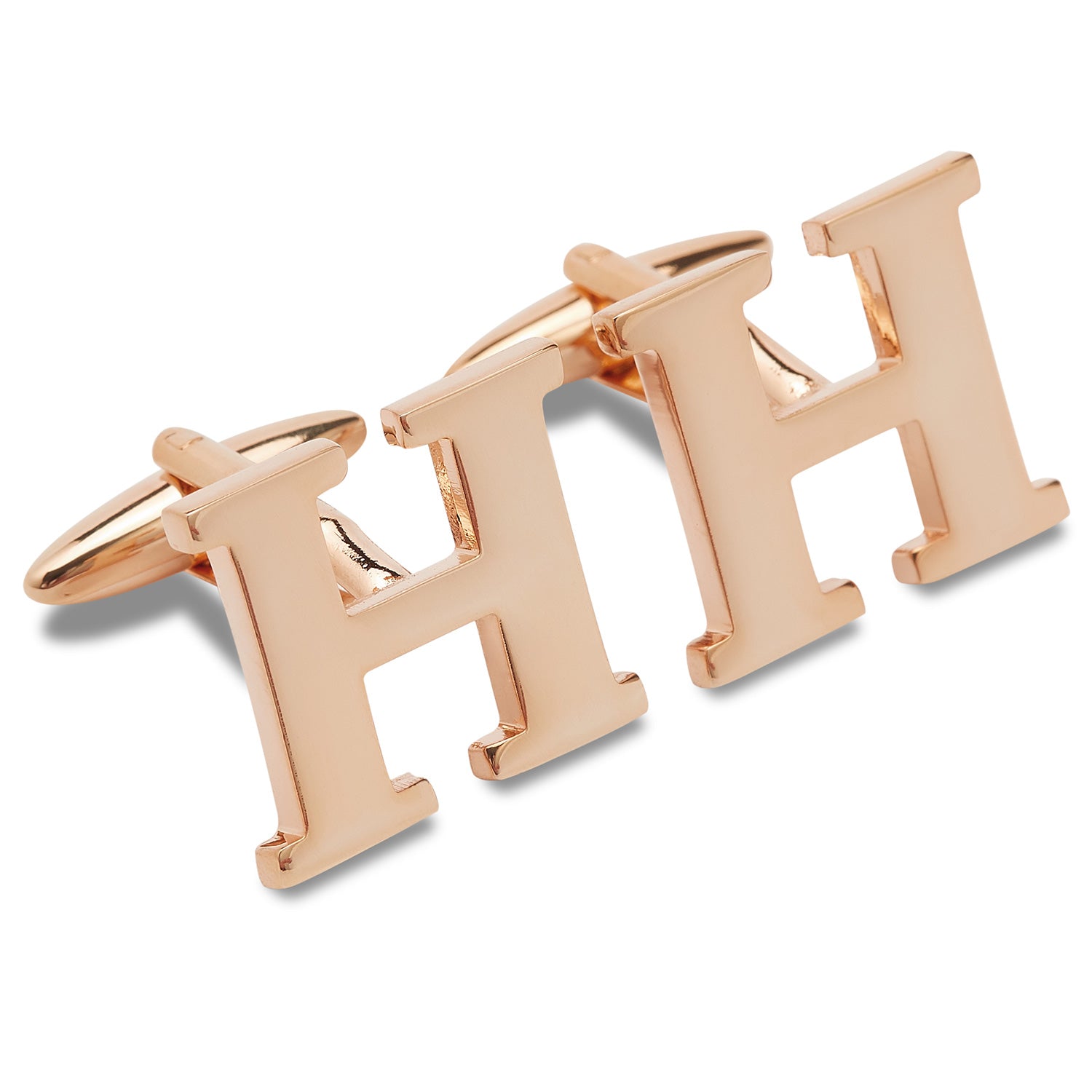 Rose Gold Letter H Cufflinks