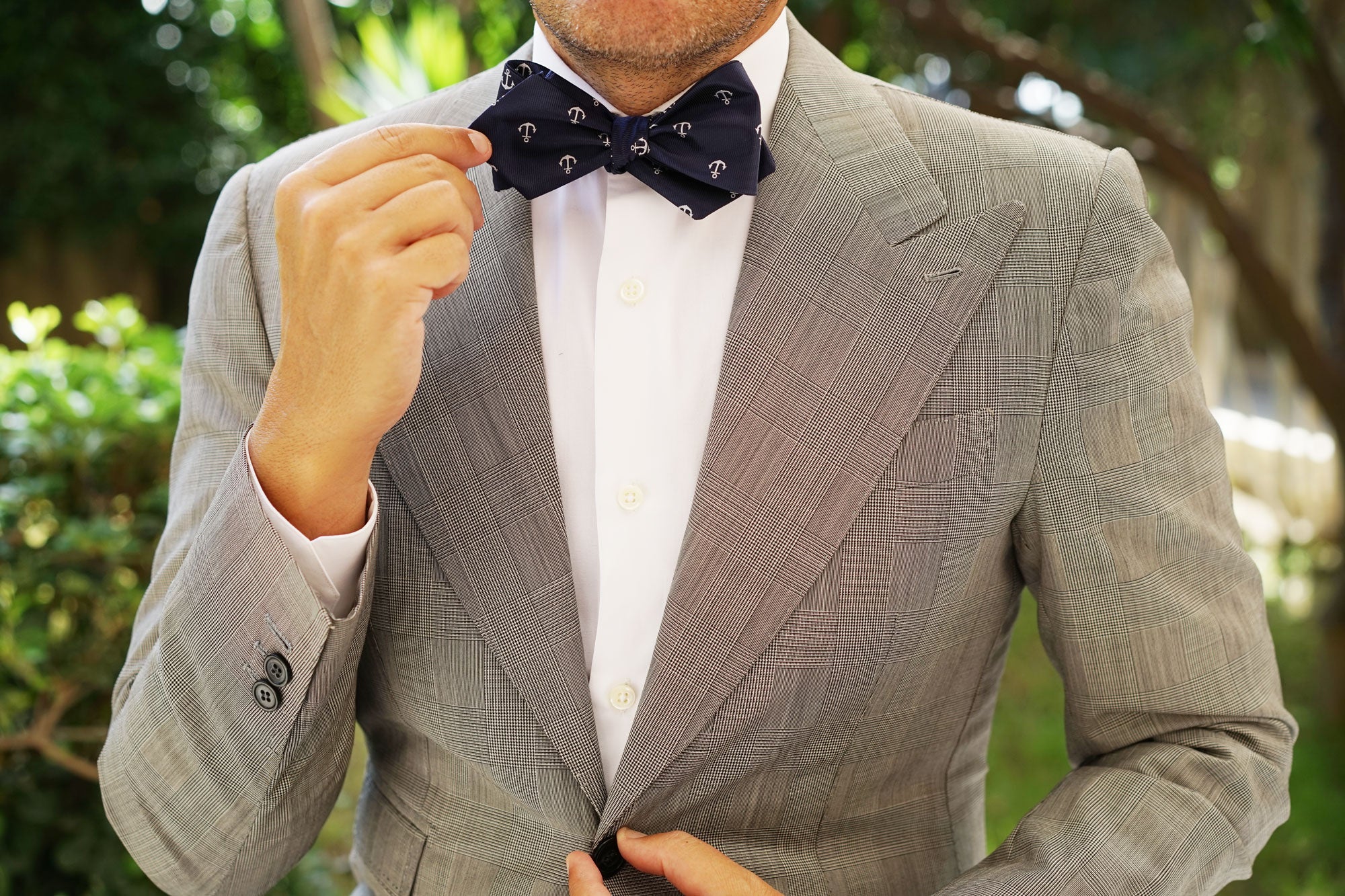 The OTAA Navy Blue Anchor Self Tie Diamond Tip Bow Tie