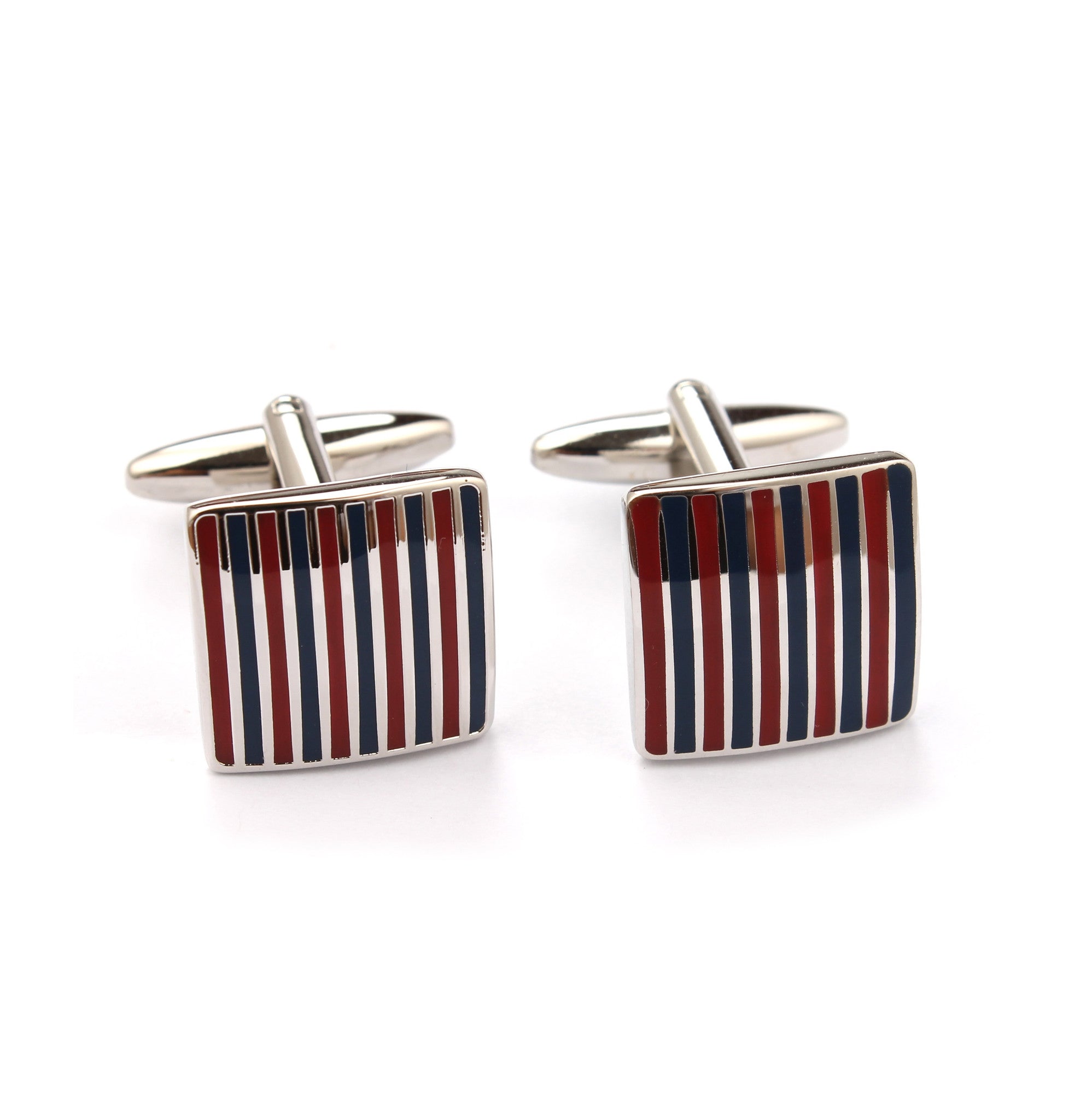 Navy Blue and Maroon Pinstripe Cufflinks