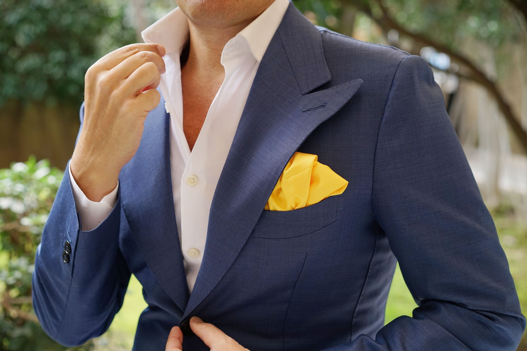 Daffodil Tuscan Sun Yellow Weave Pocket Square