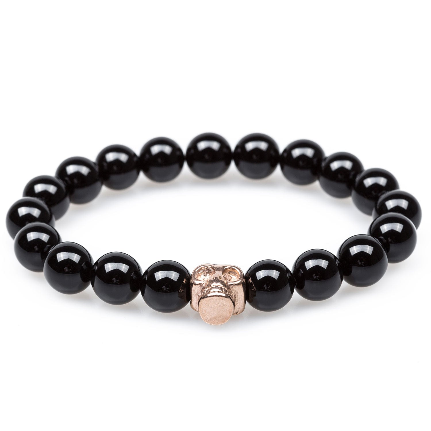 Sirius Black Onyx Rose Gold Skull Bracelet