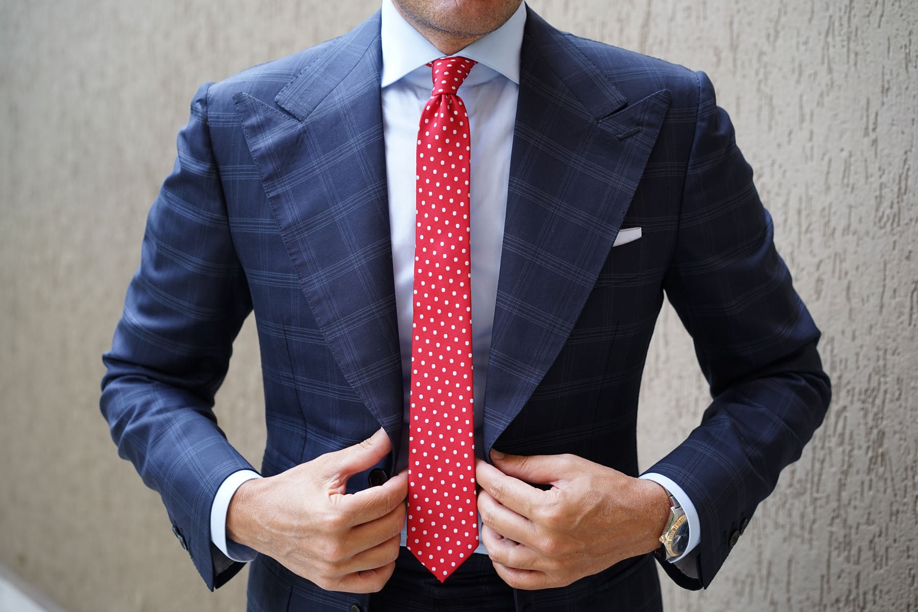 Royal Red Polka Dots Skinny Tie