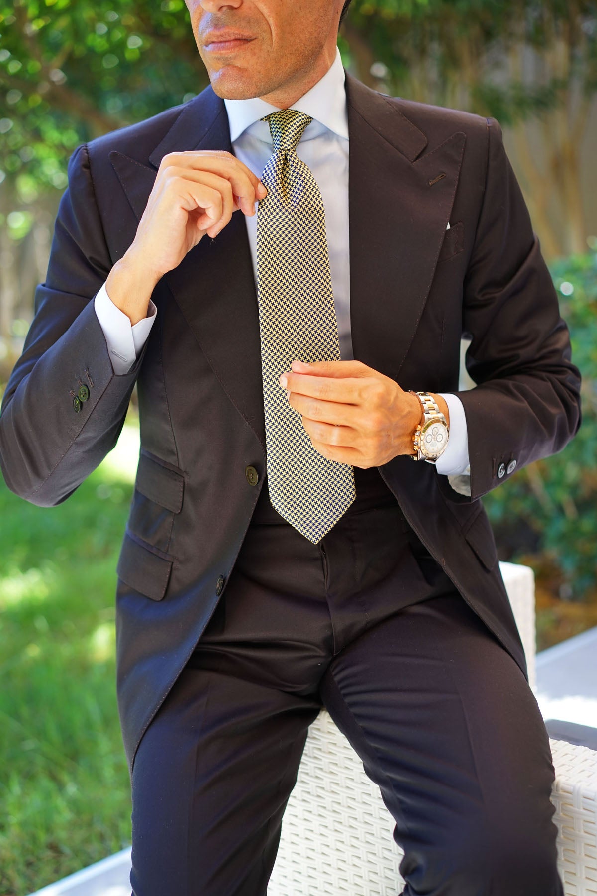 Yellow Houndstooth Tie