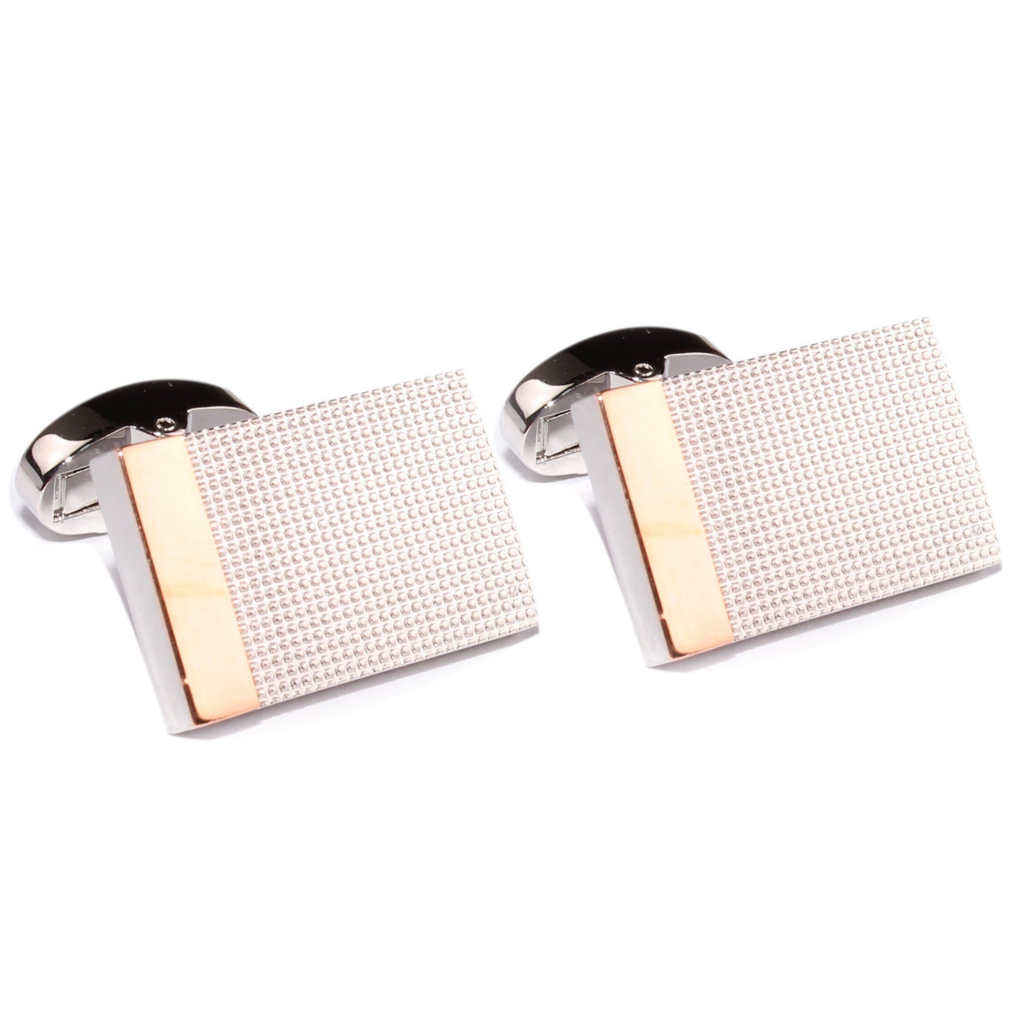 Silver Studded Rectangle Bar Cufflinks