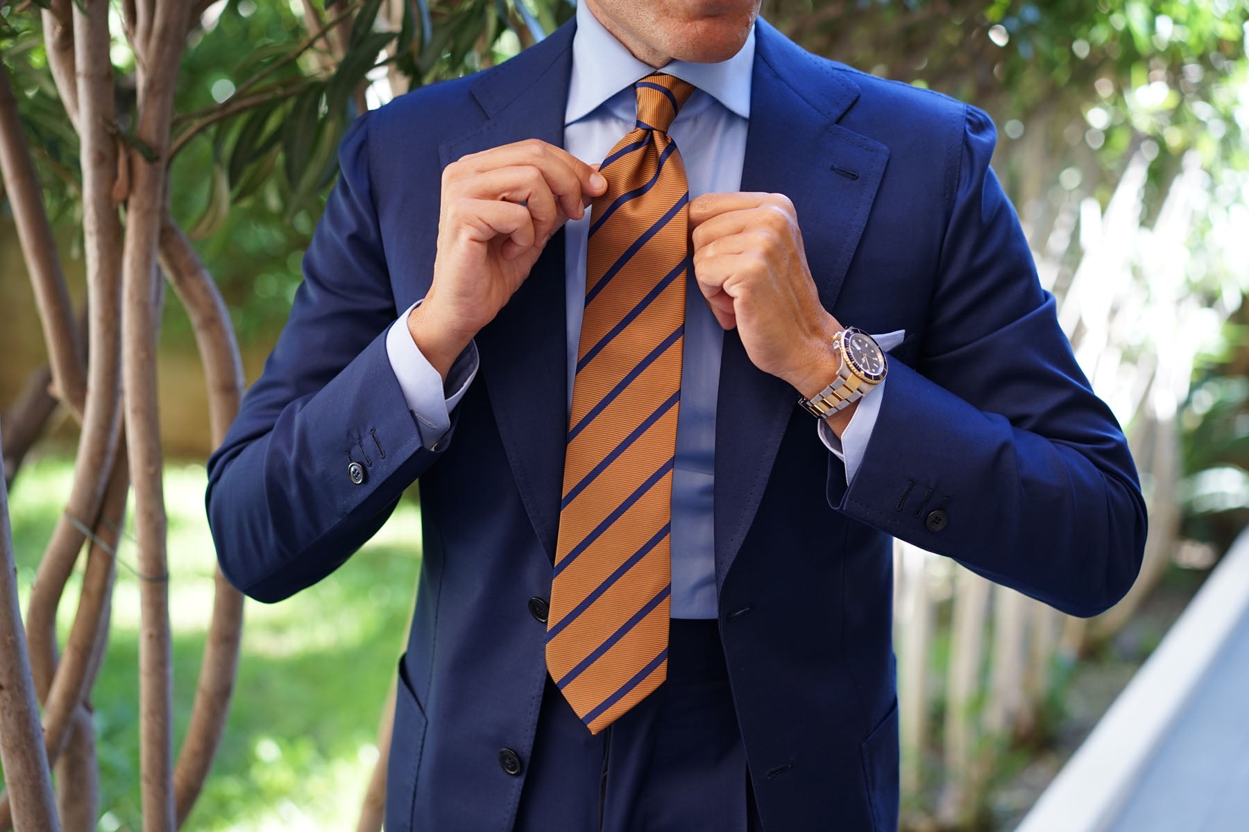 Golden Brown Pencil Stripe Tie