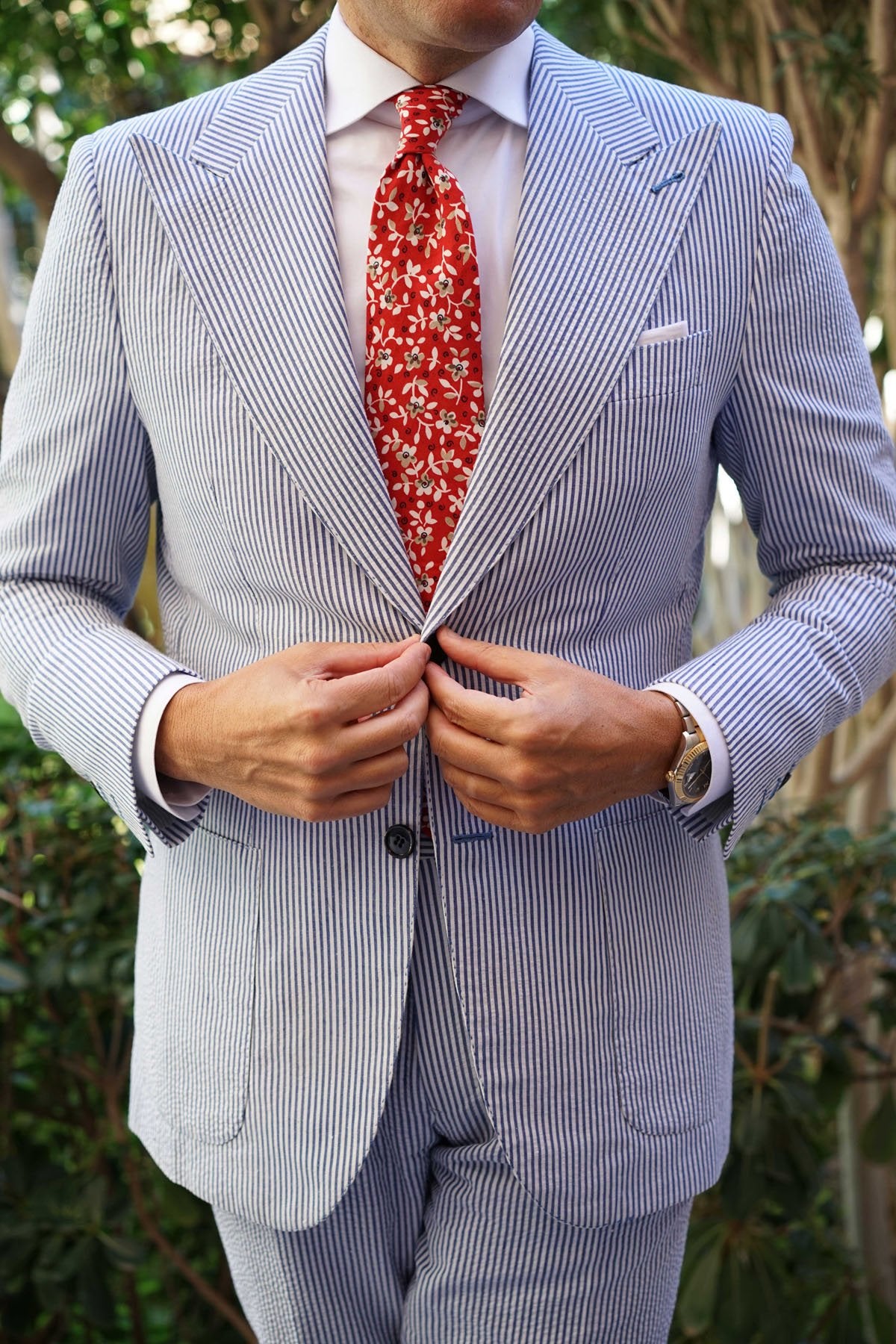 Yukata Red Floral Necktie