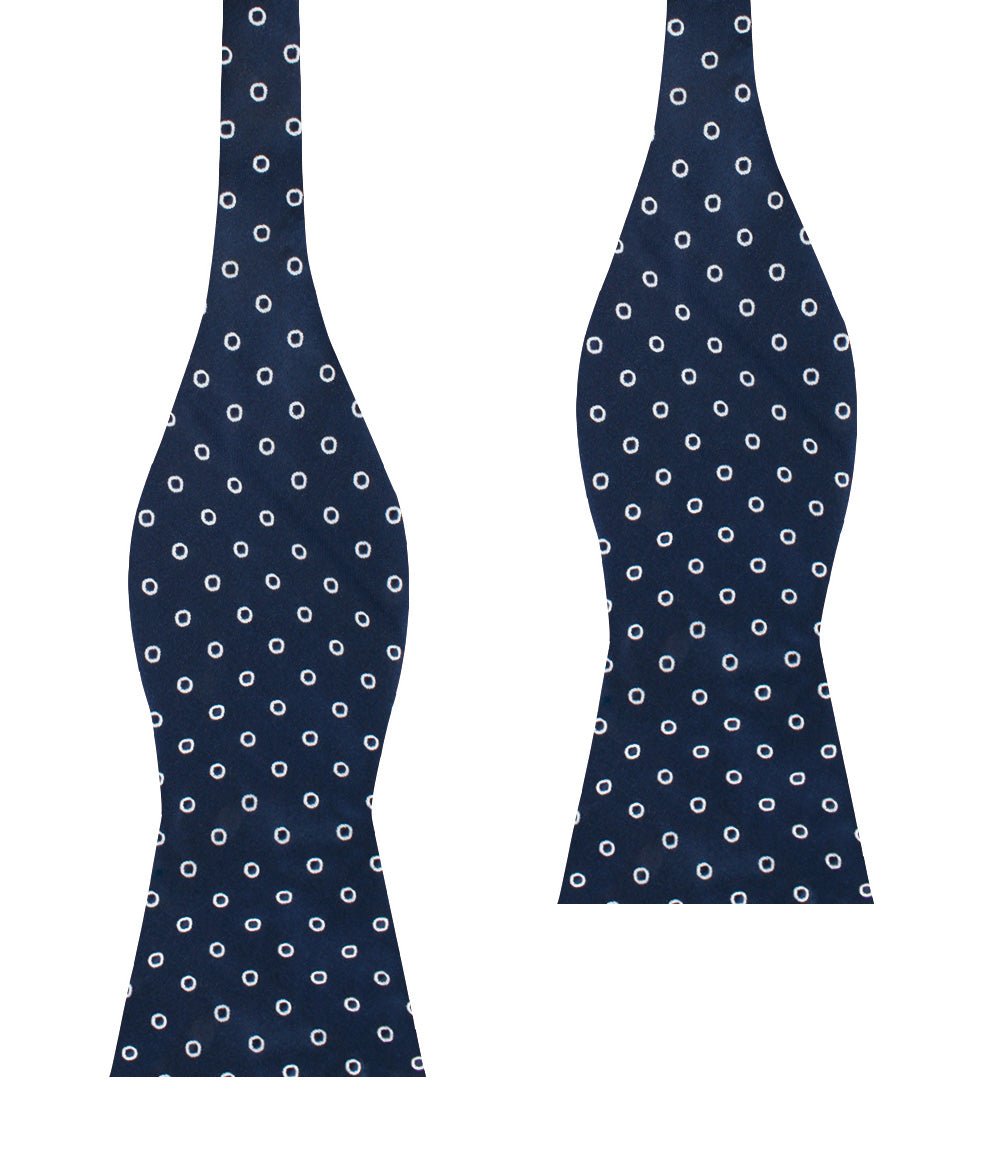 St Barts Navy Polka Dot Self Bow Tie