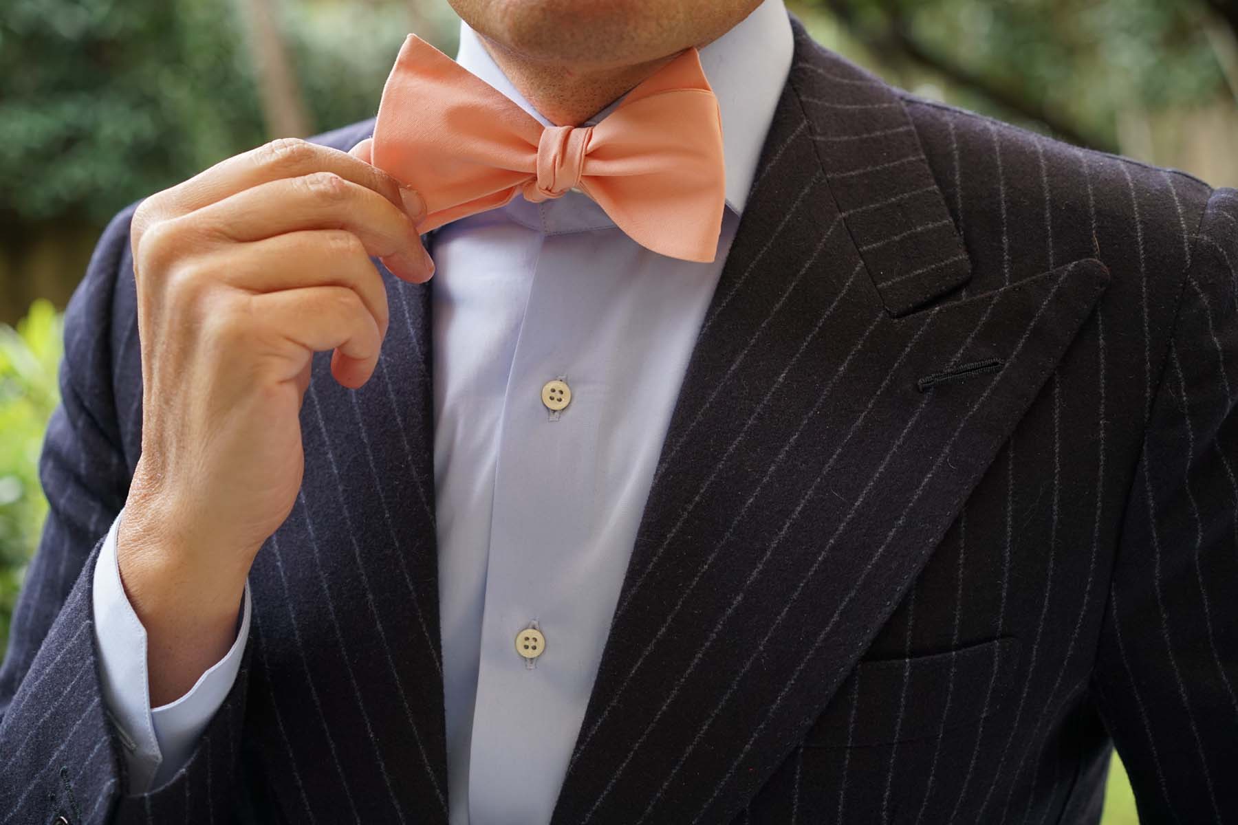 Peach Cotton Self Tie Bow Tie