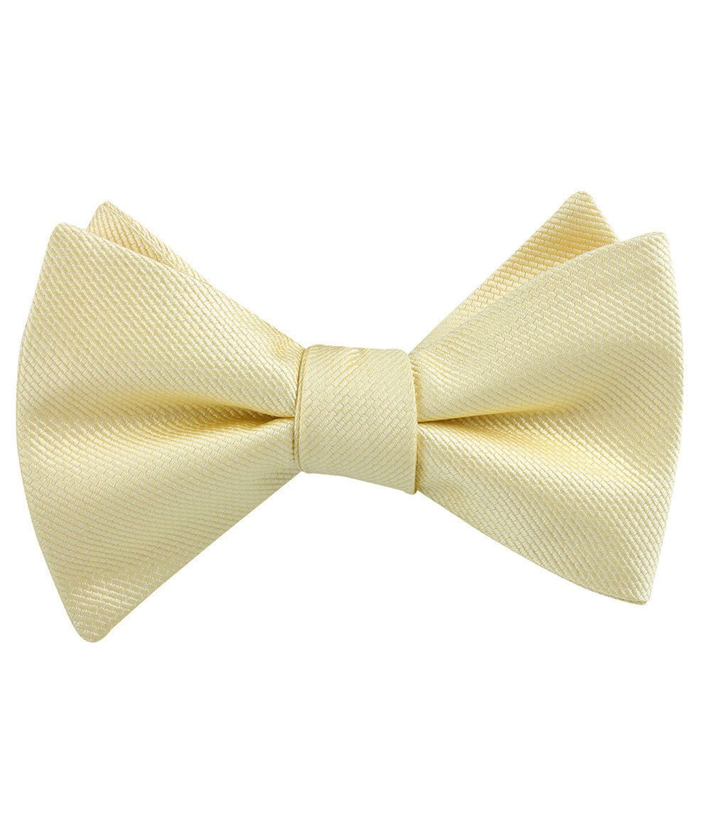 Canary Blush Yellow Weave Self Bow Tie