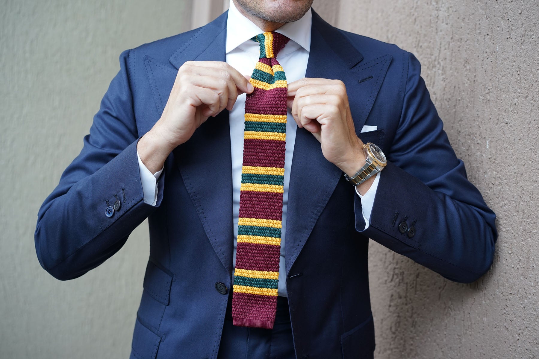 Gable Maroon Striped Knitted Tie