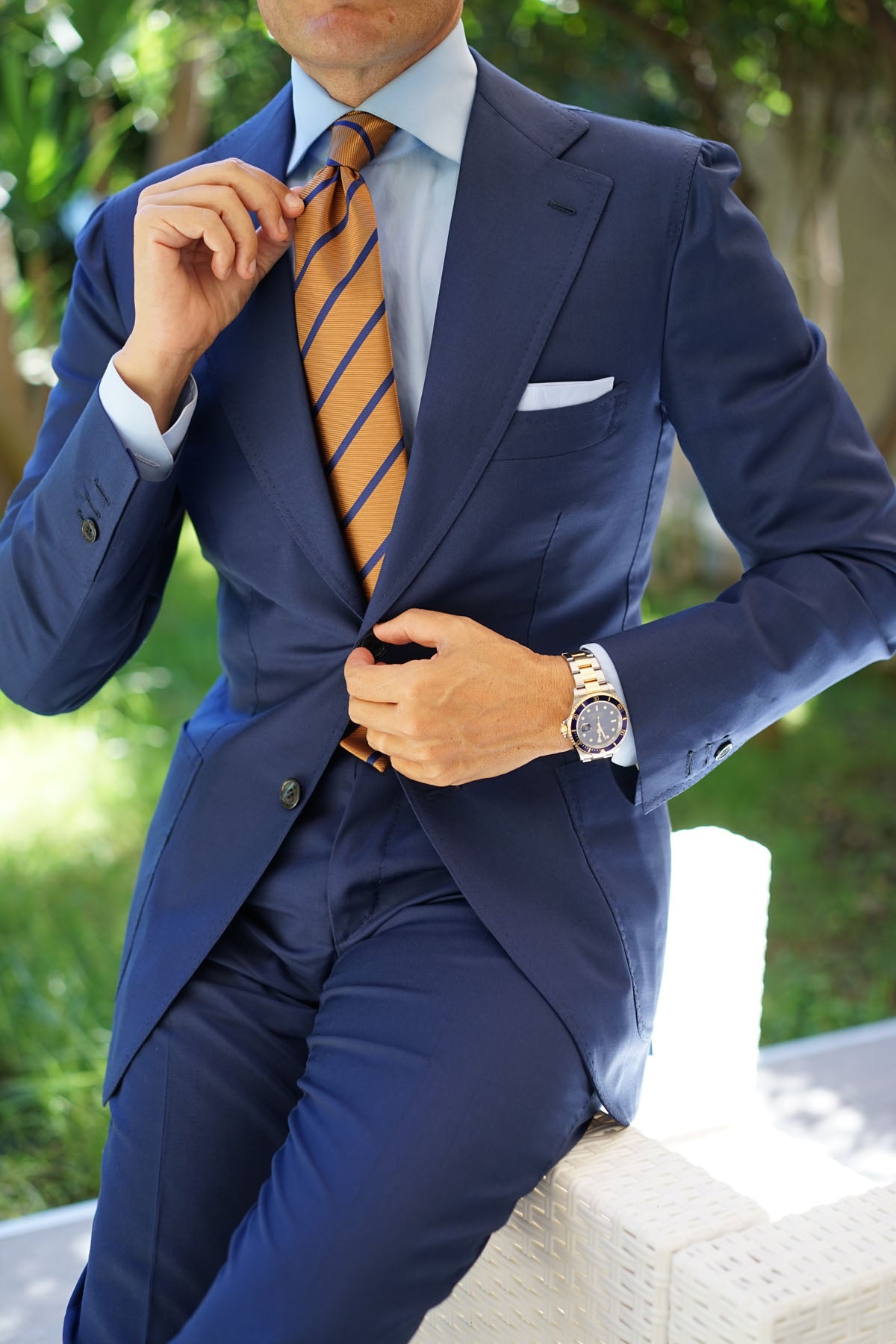 Golden Brown Pencil Stripe Tie