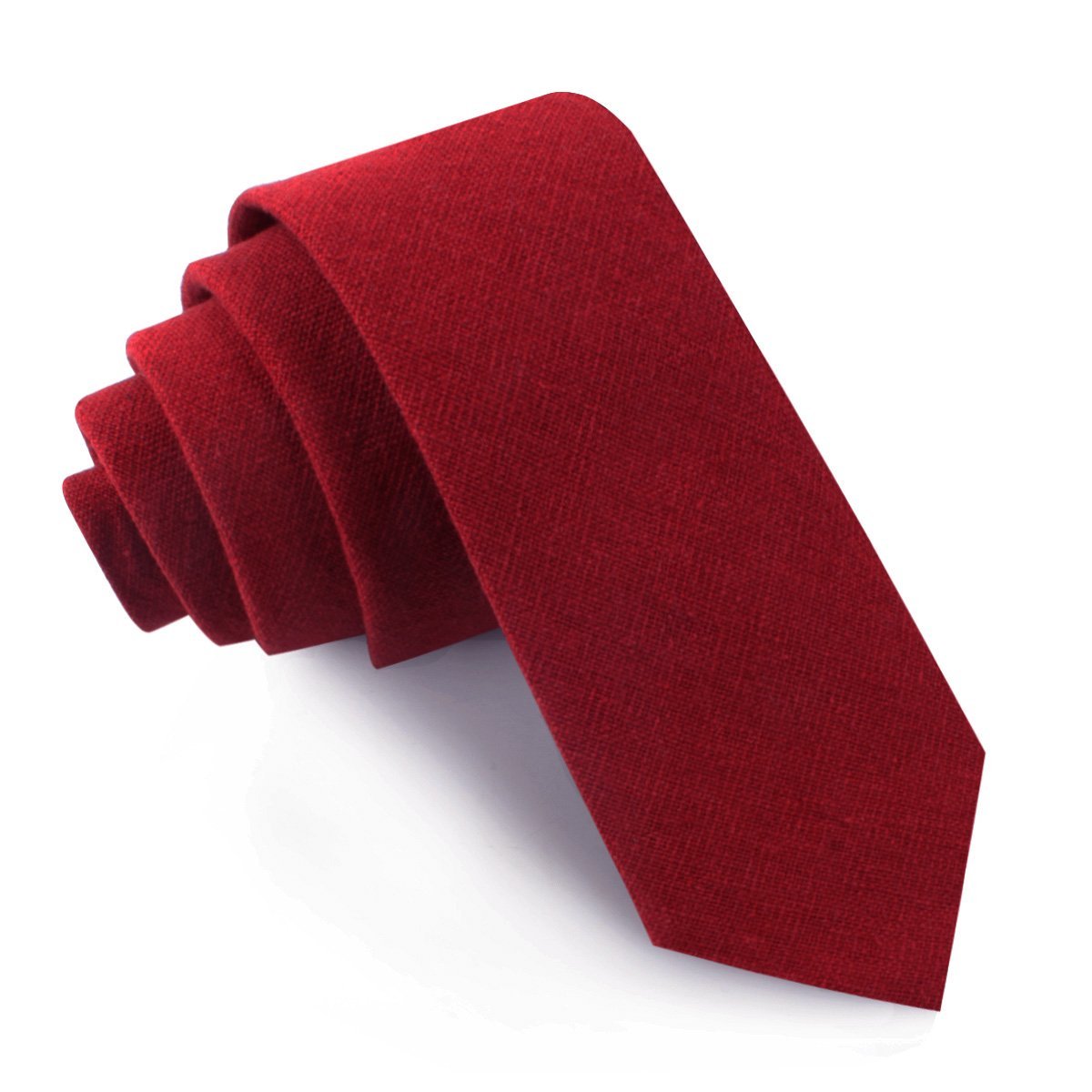 Apple Maroon Linen Skinny Tie