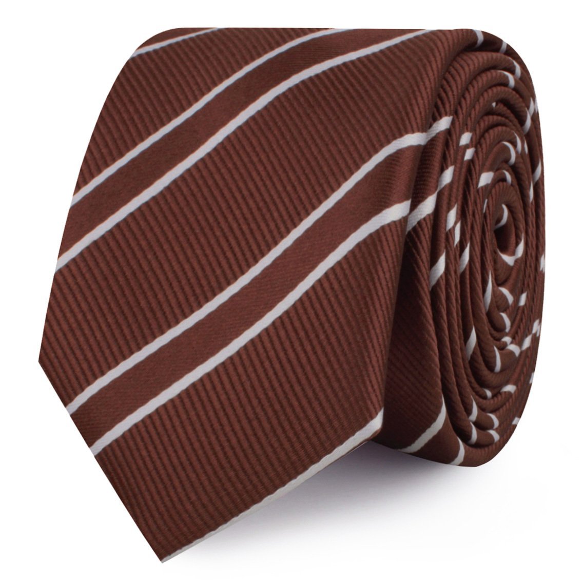 Chocolate Brown Double Stripe Skinny Tie