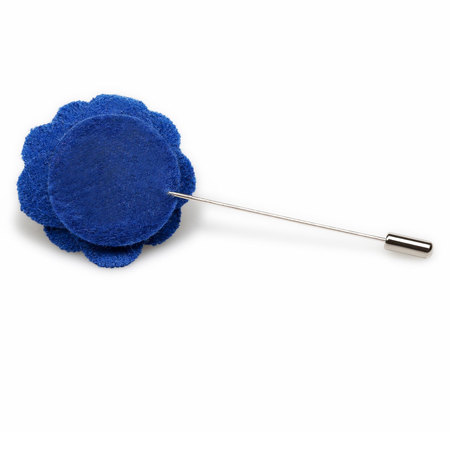 Jeune Blue Wool Flower Lapel Pin