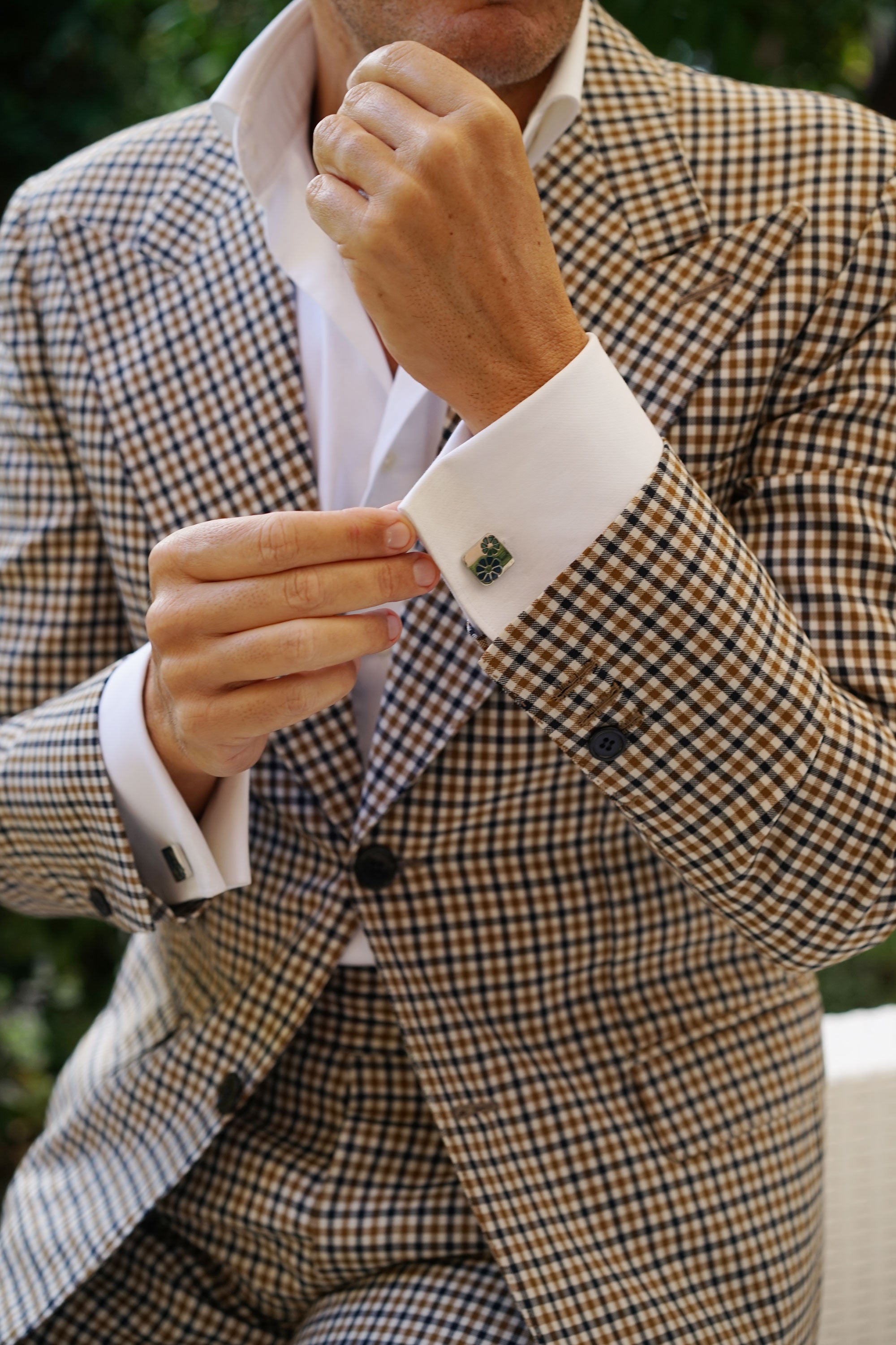 Silver with Blue Flower Cufflinks