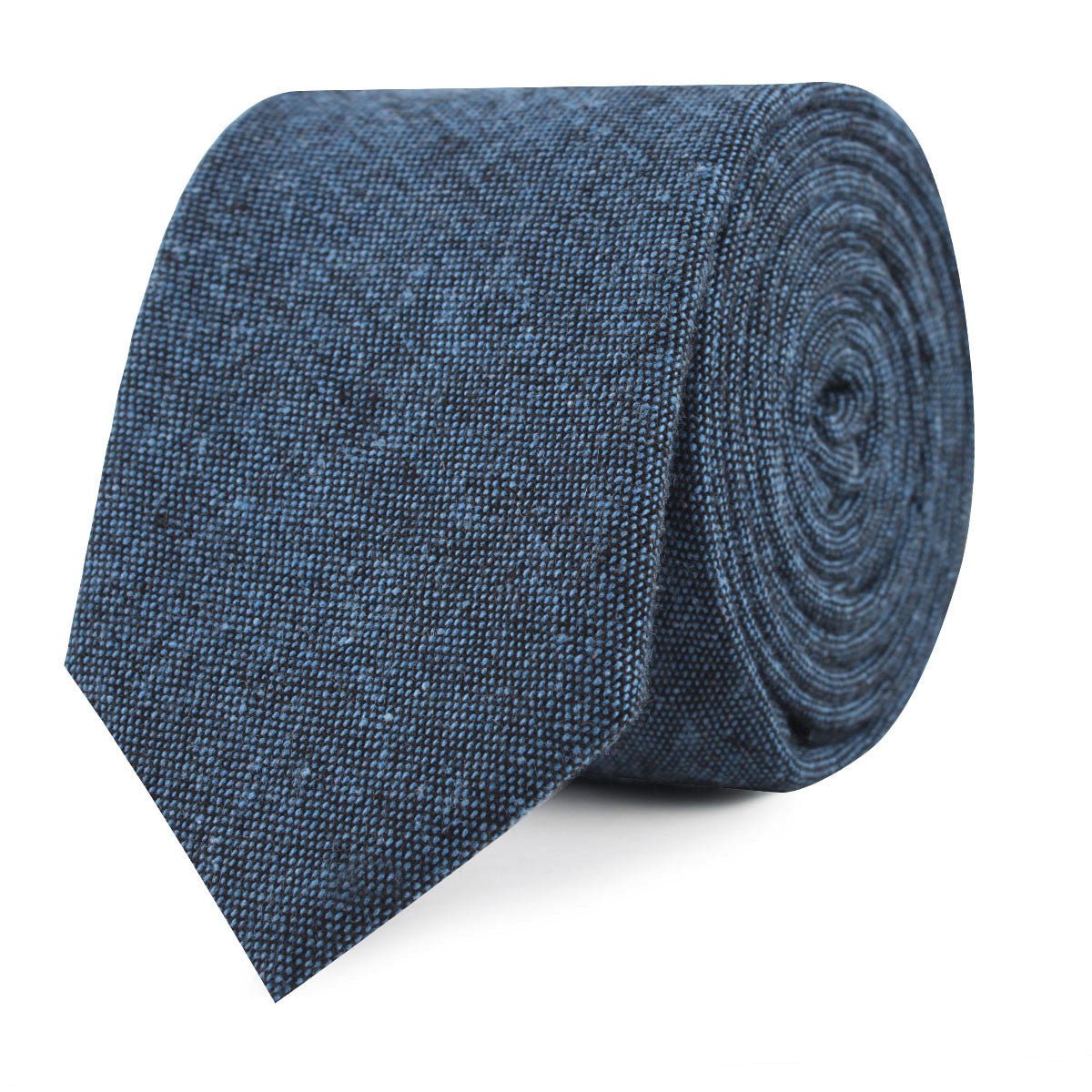 Blue & Black Textured Linen Blend Skinny Tie