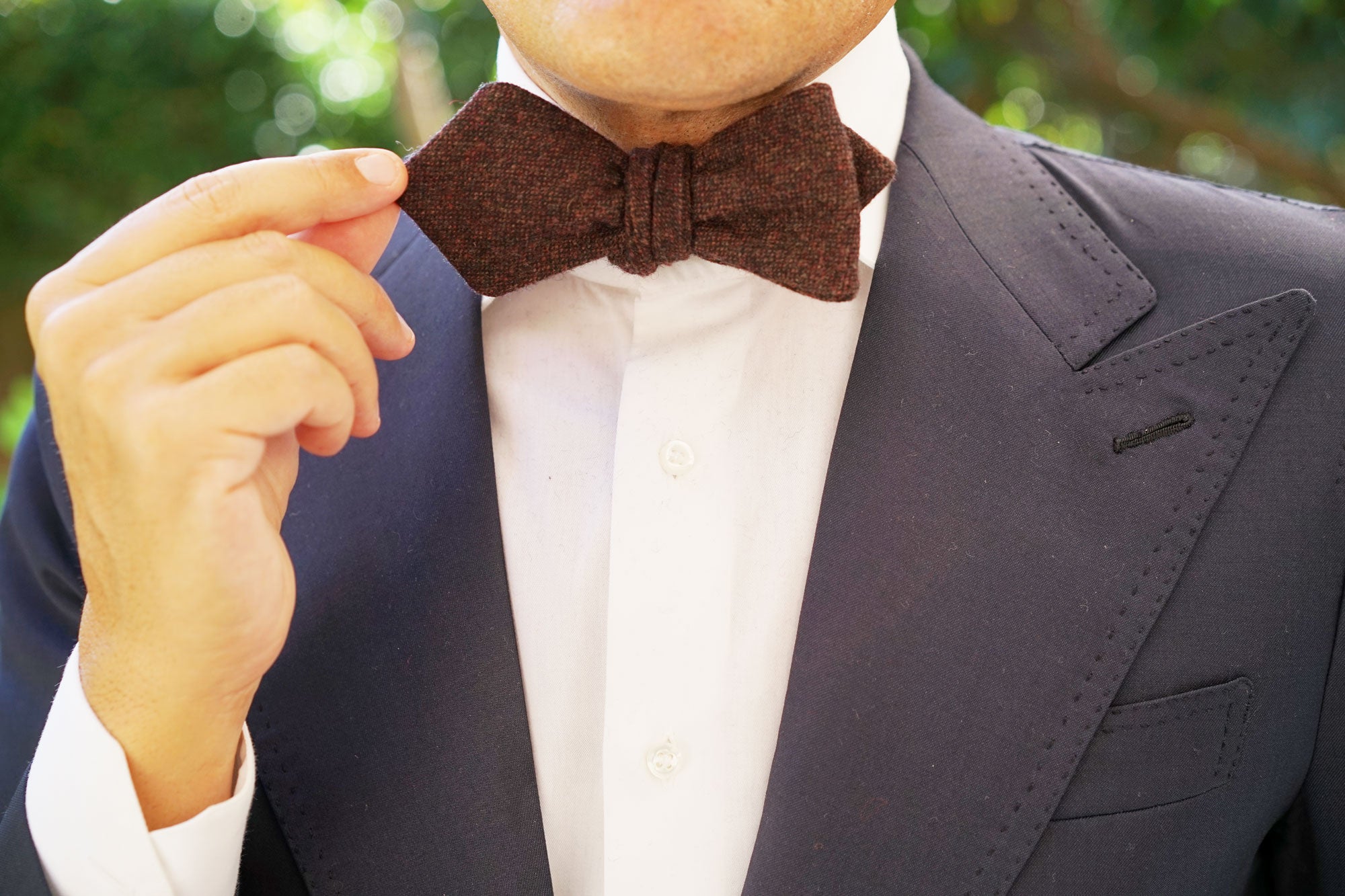 Rambouillet Donegal Brown Wool Diamond Self Bow Tie