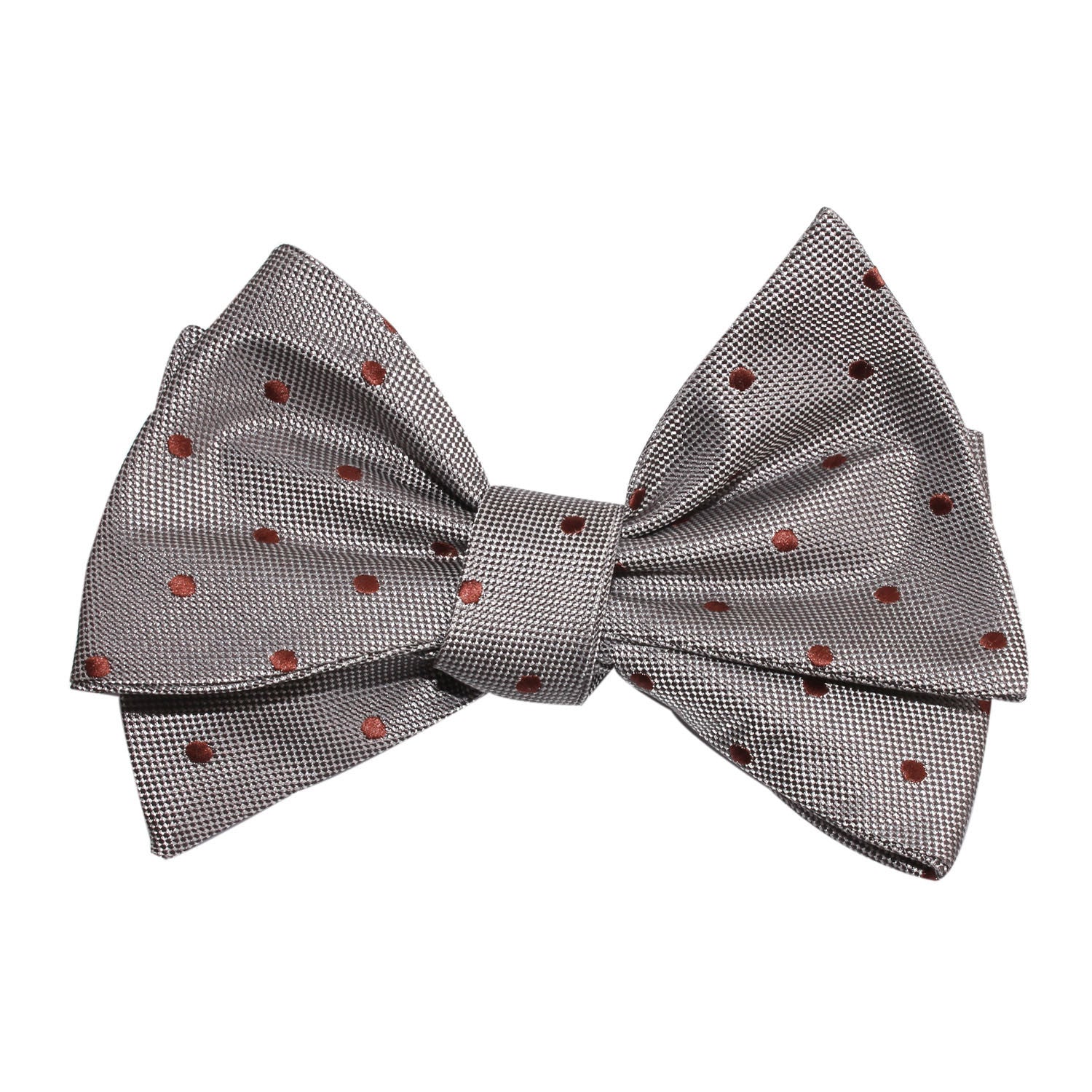 Grey with Brown Polka Dots Self Tie Bow Tie