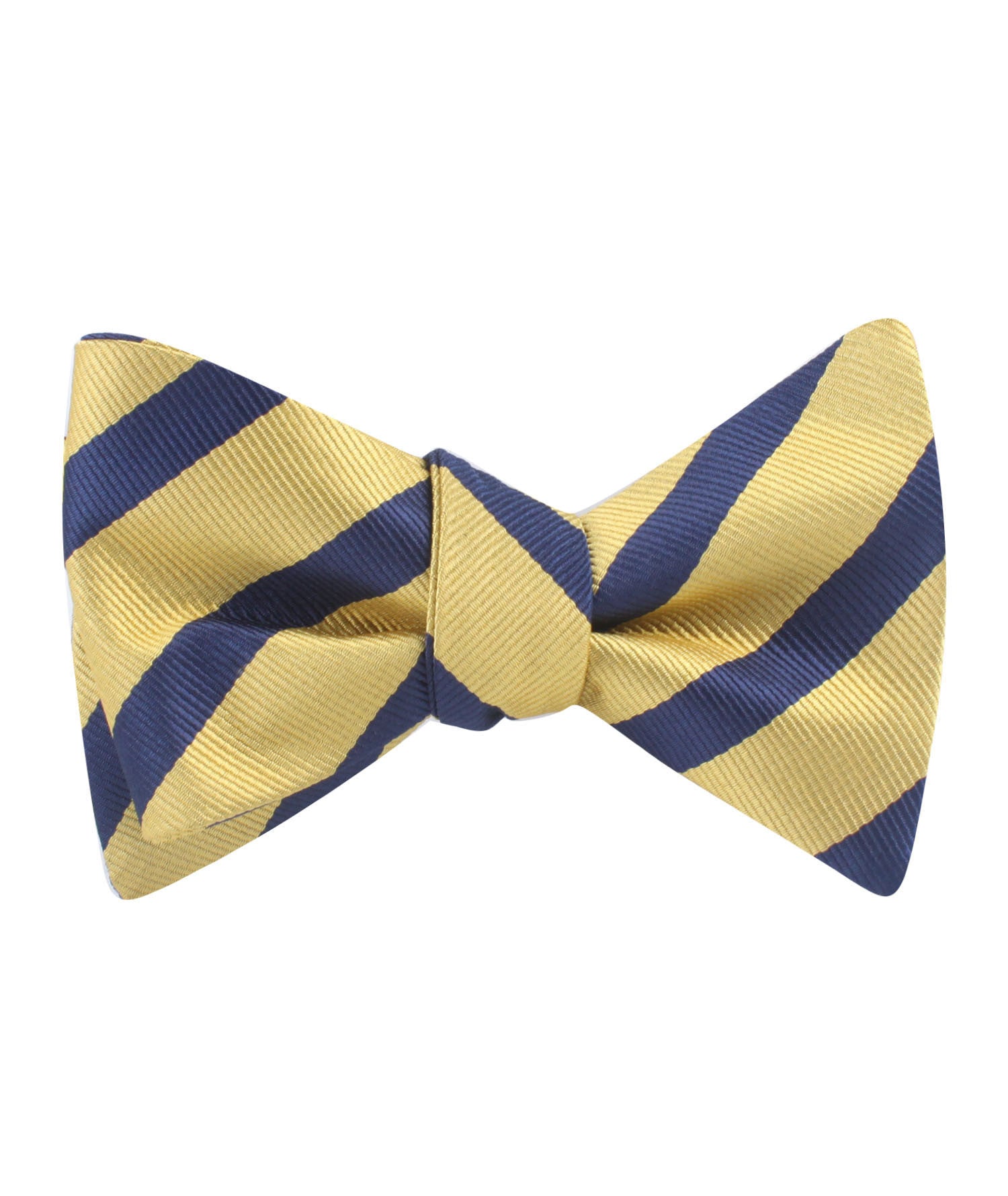 Navy Stripe Yellow Twill Self Bow Tie