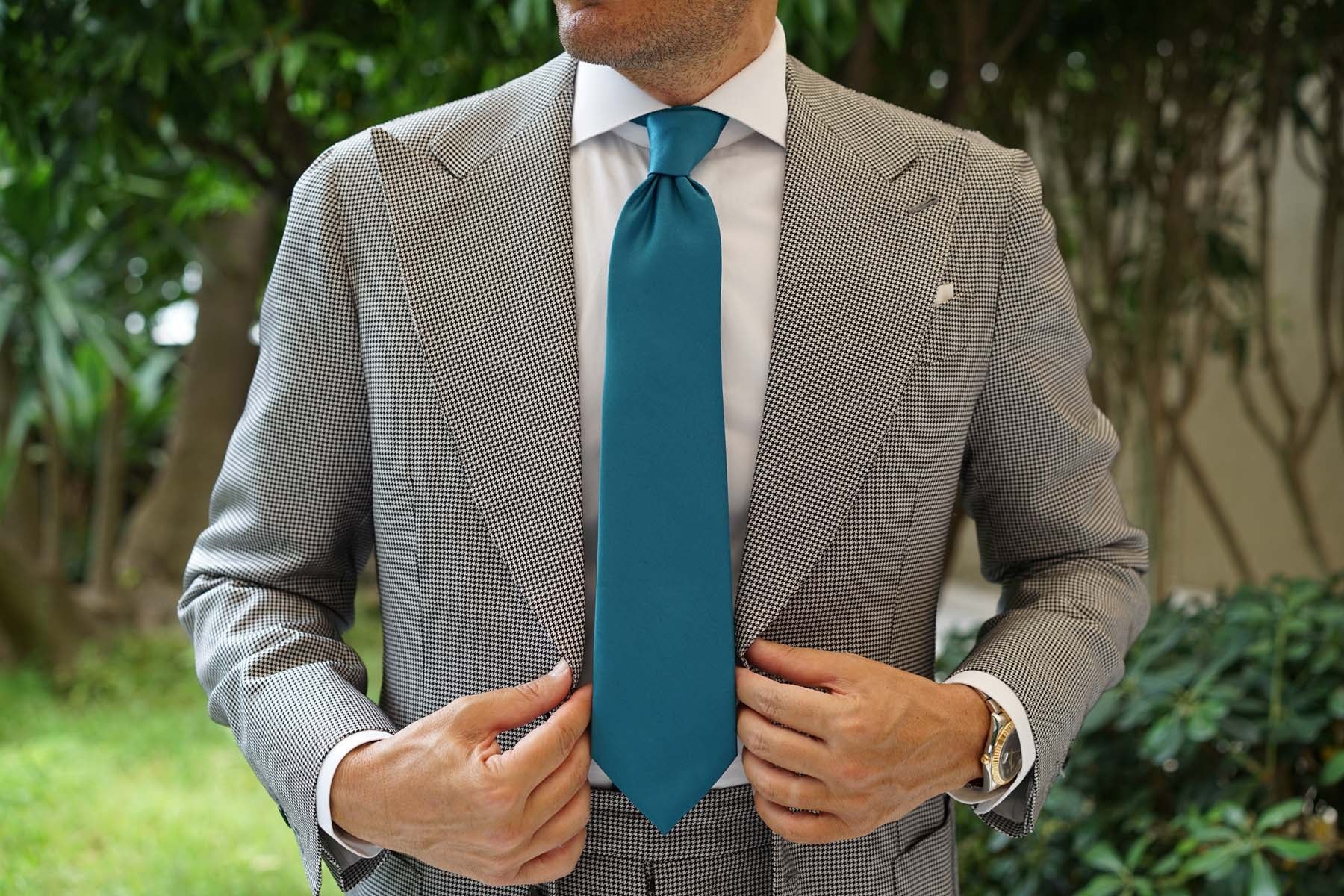 Oasis Teal Satin Necktie