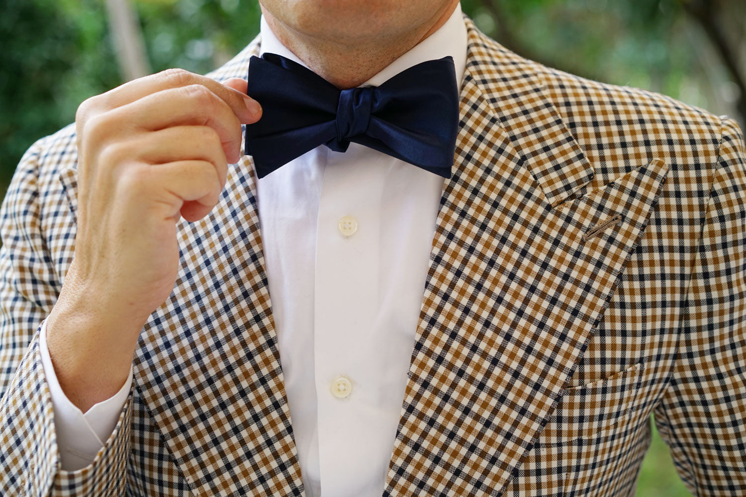 Marine Midnight Blue Satin Self Bow Tie