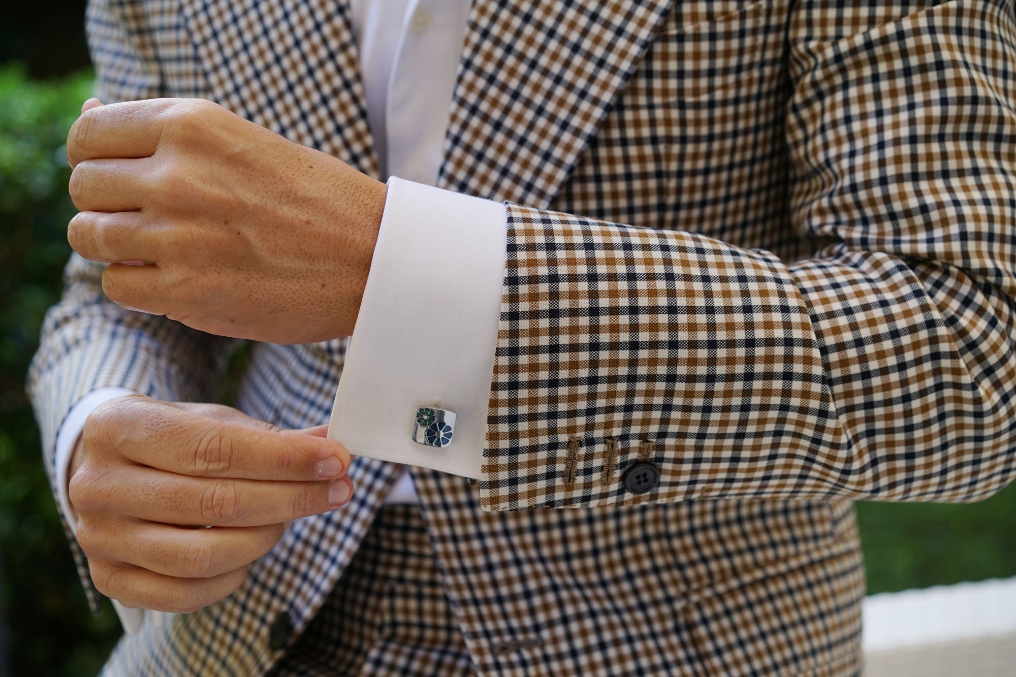 Silver with Blue Flower Cufflinks