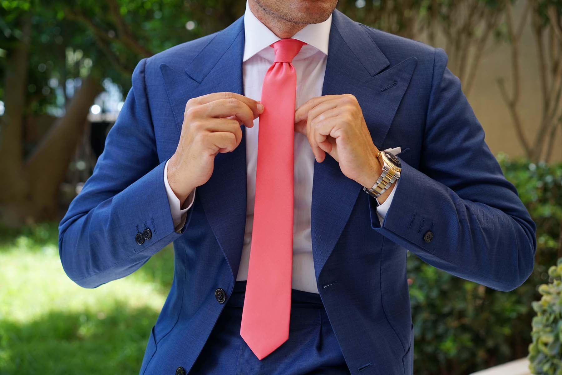 Coral Reef Satin Skinny Tie