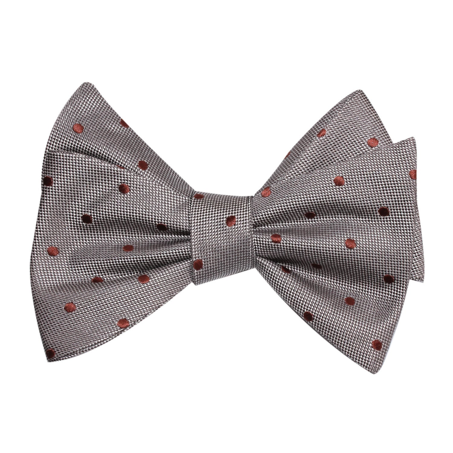 Grey with Brown Polka Dots Self Tie Bow Tie