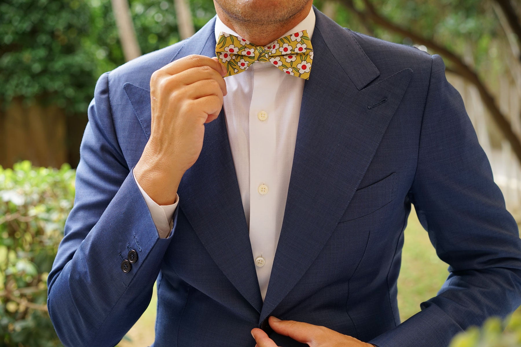 Cuban Marigold Floral Bow Tie