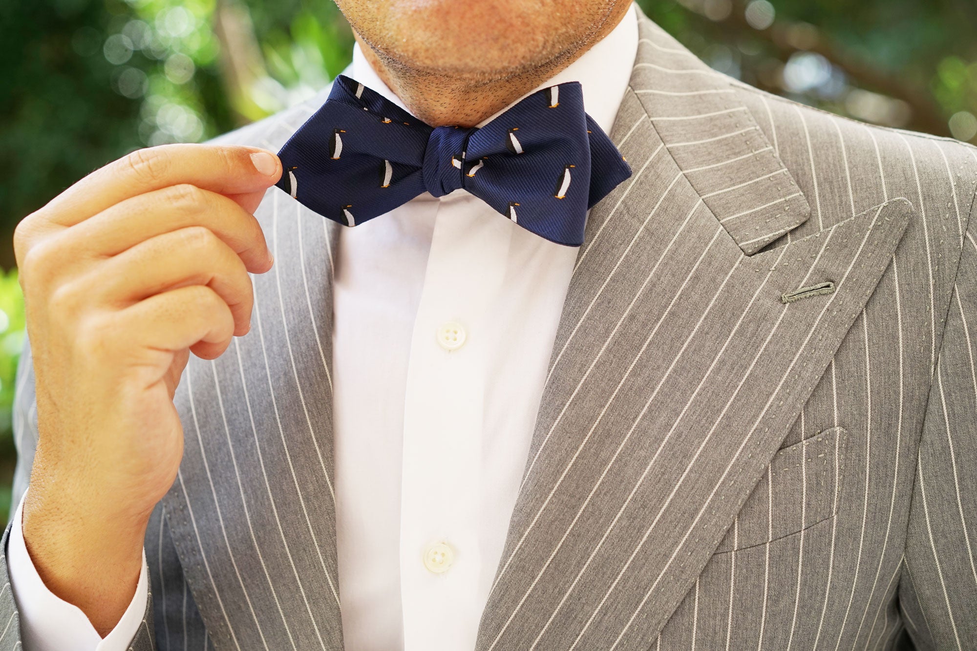 King Penguin Diamond Self Bow Tie