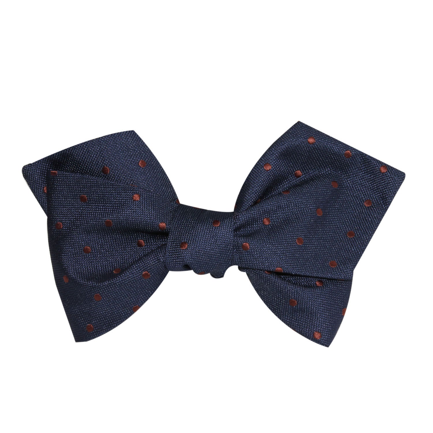 Navy Blue with Brown Polka Dots Self Tie Diamond Tip Bow Tie