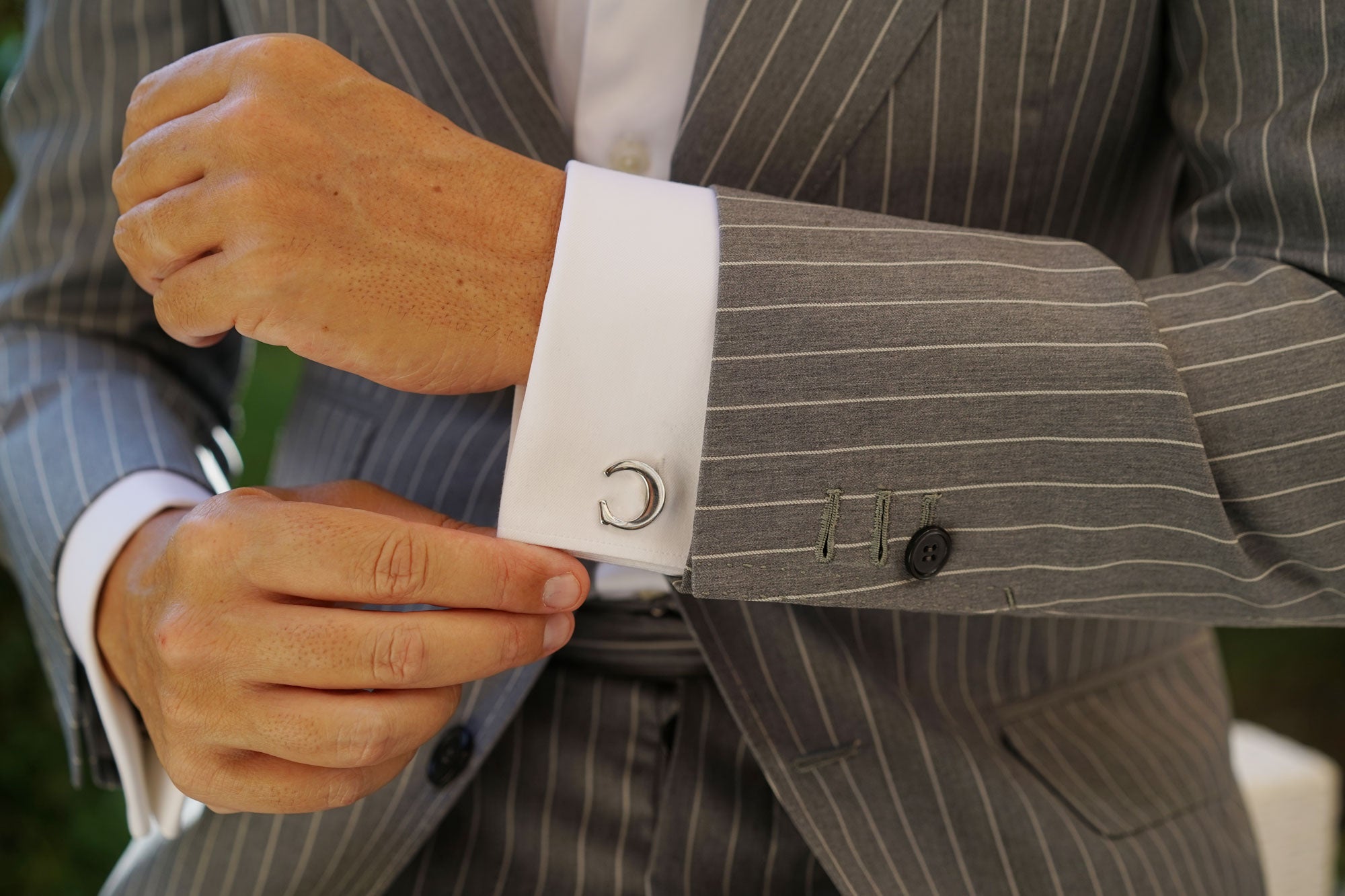 Letter C Silver Cufflinks