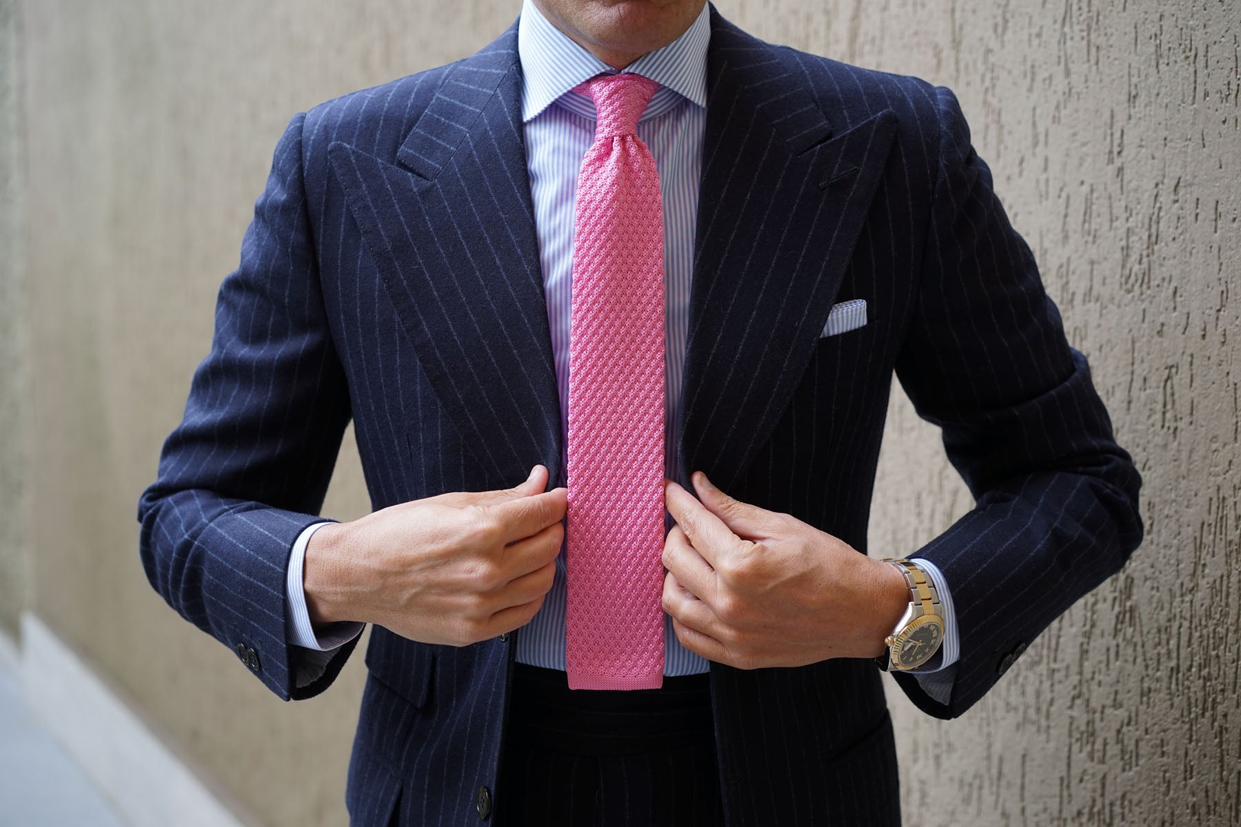 Light Pink Fuchsia Knitted Tie