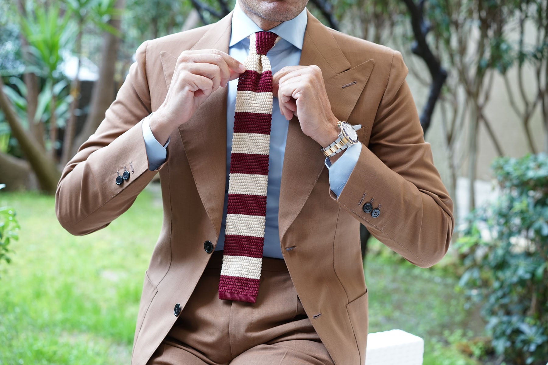 Burgundy Vanilla Knitted Tie