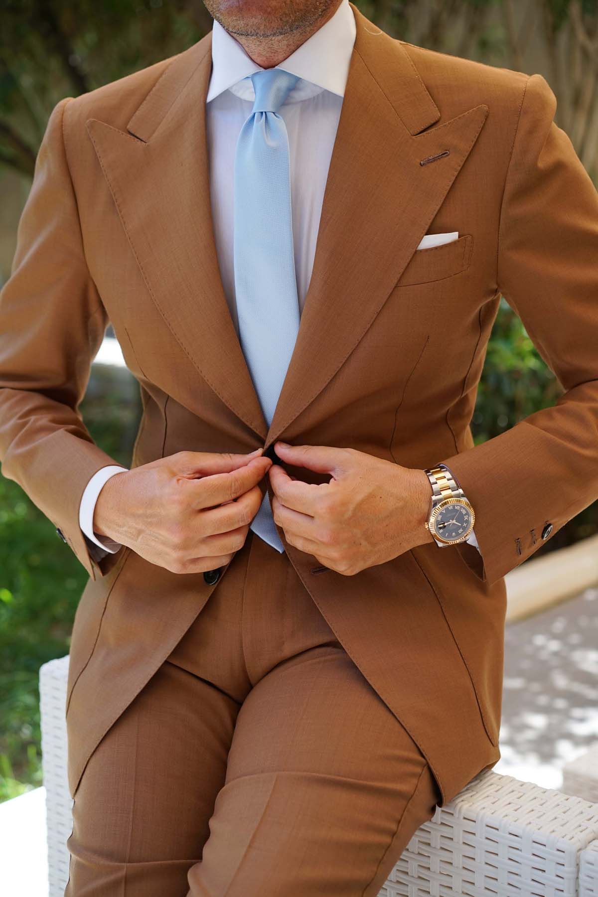 Dusty Ice Blue Weave Skinny Tie