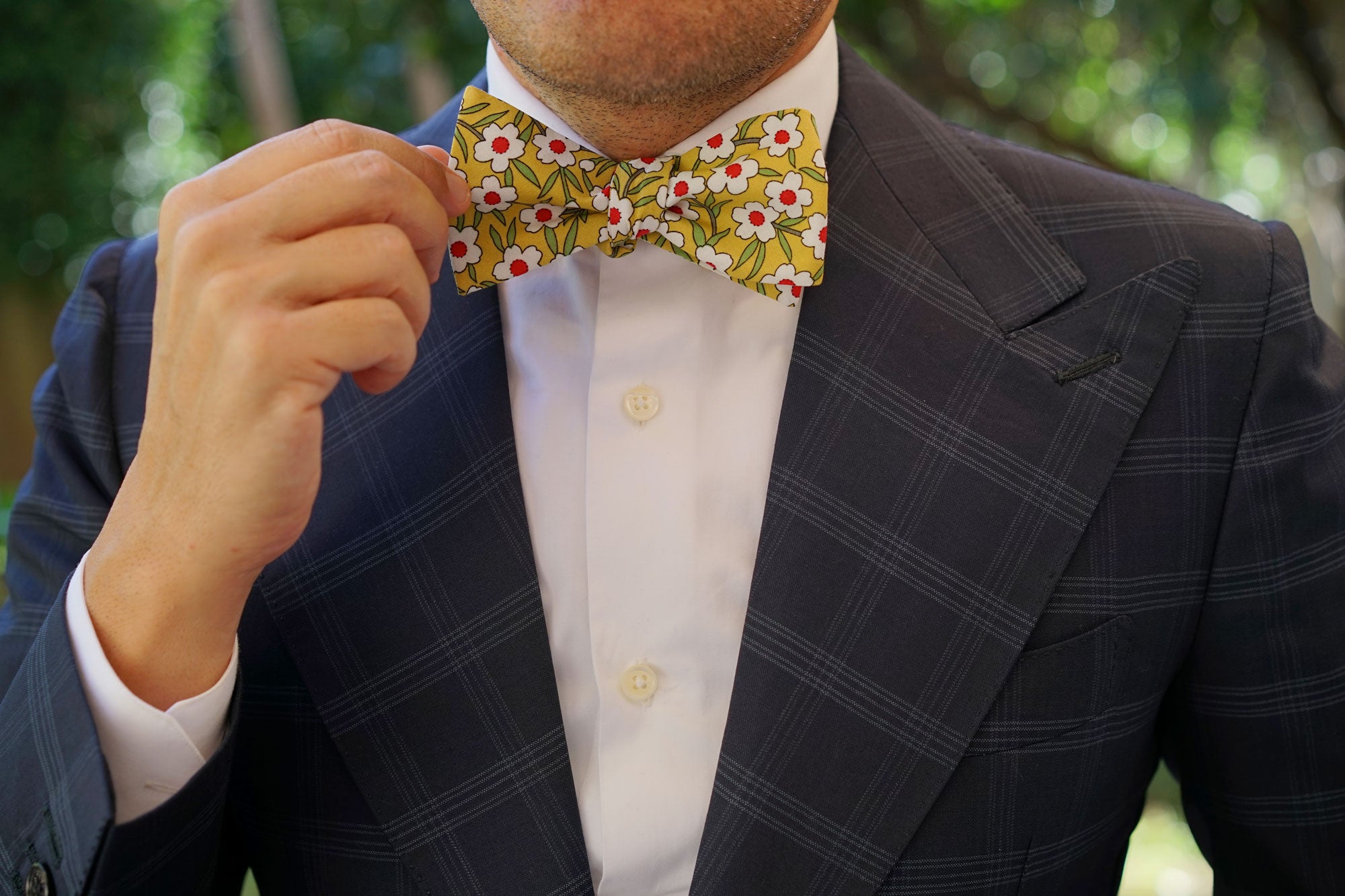 Cuban Marigold Floral Self Bow Tie