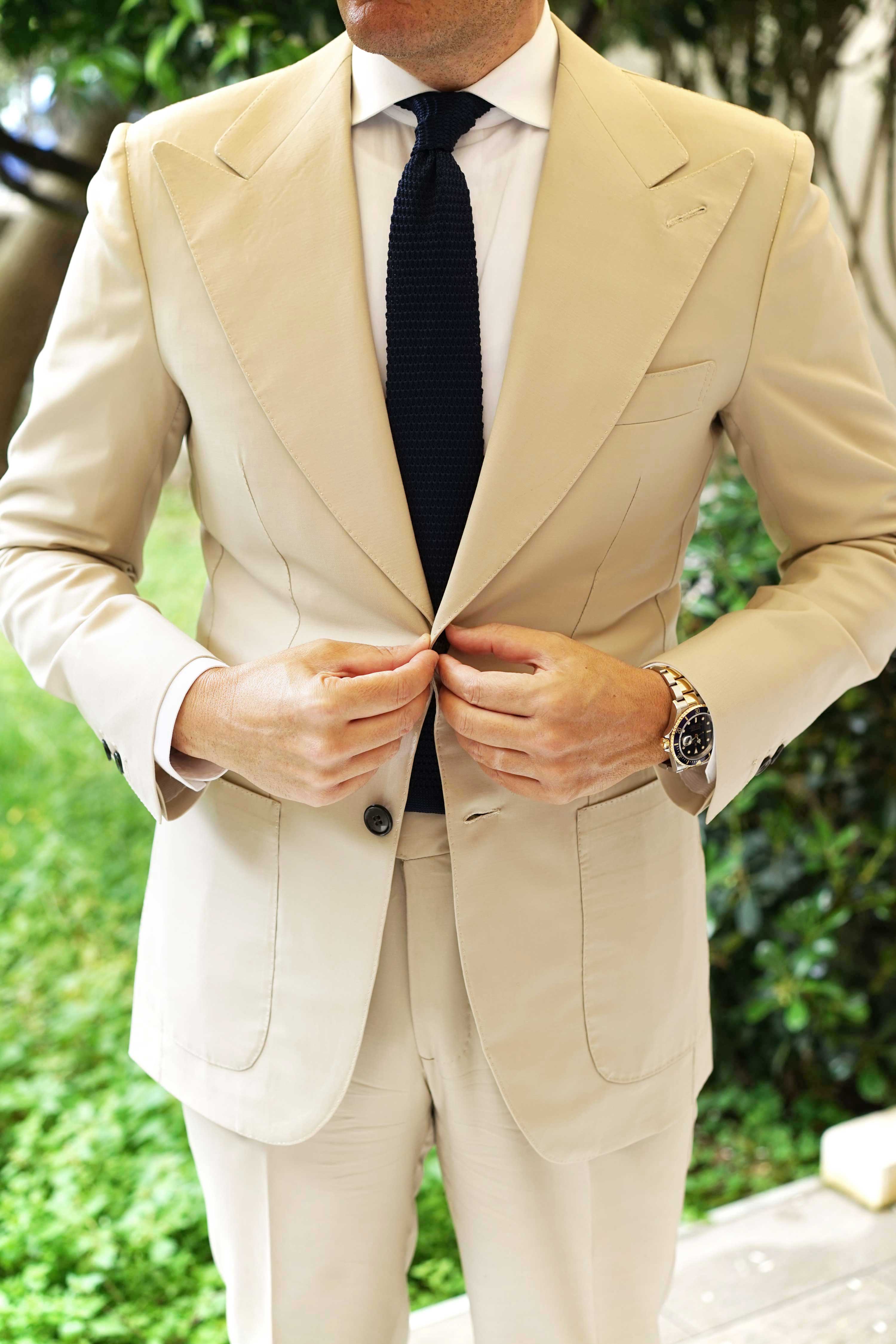 Navy Blue Knitted Tie