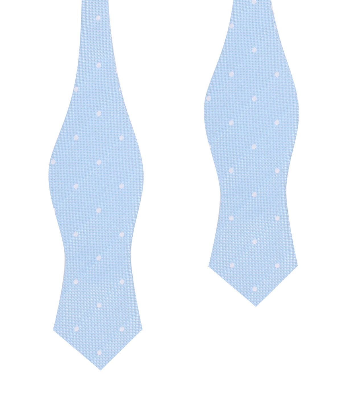 Mint Blue with White Polka Dots Self Tie Diamond Tip Bow Tie