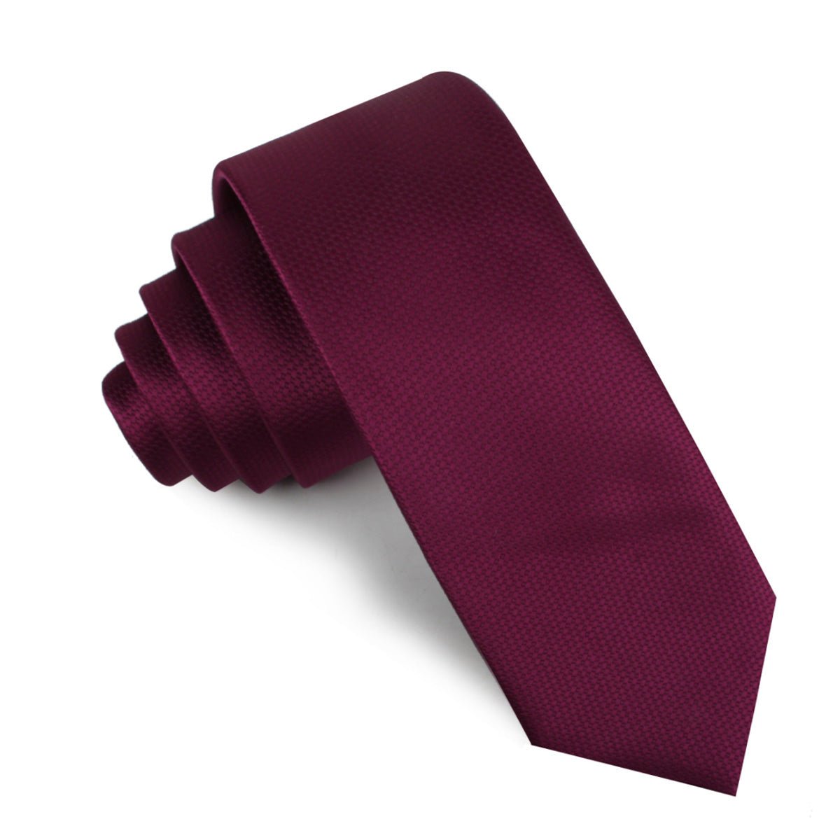 Burgundy Basket Weave Skinny Tie