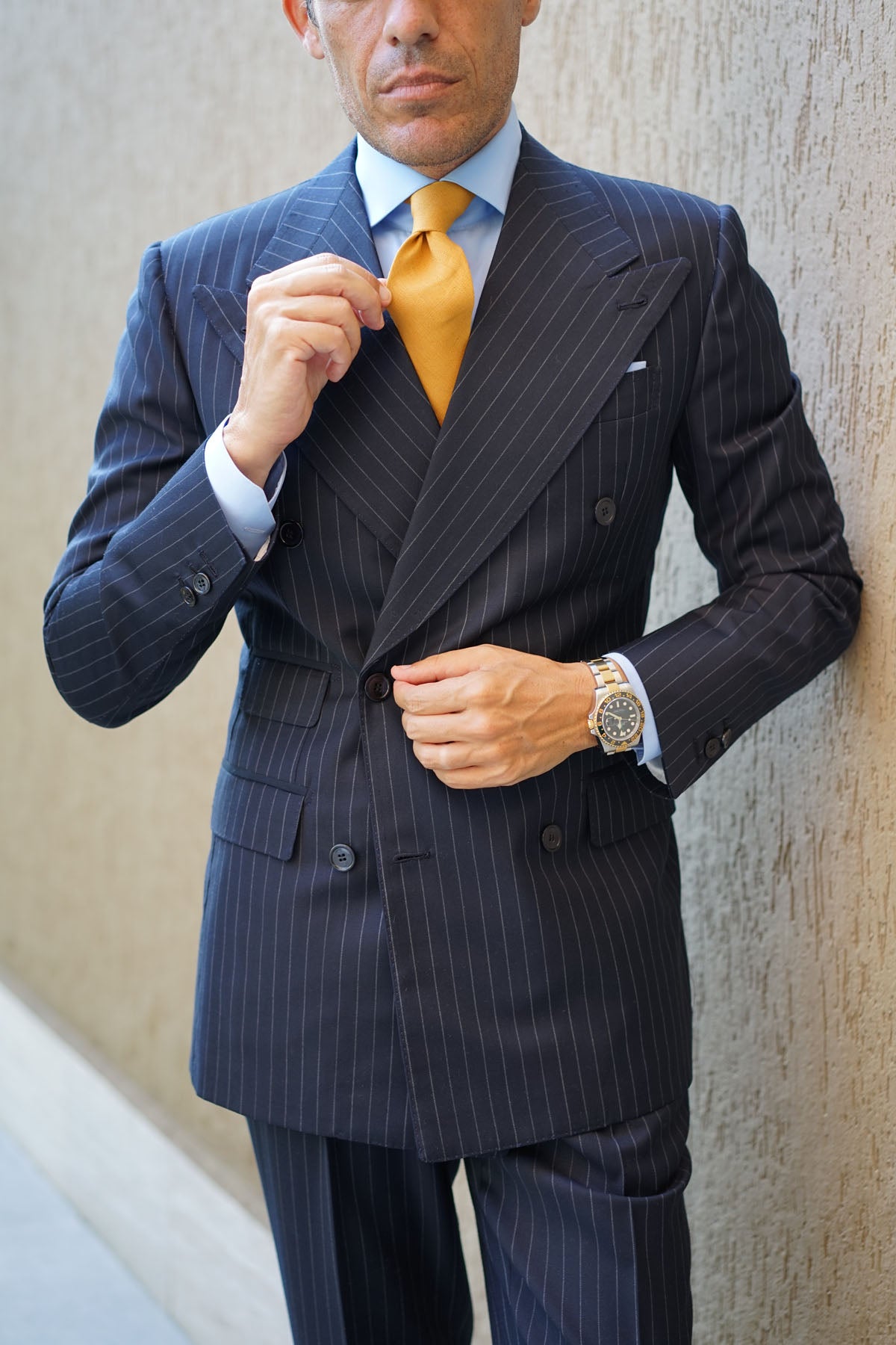 Mustard Yellow Slub Linen Tie