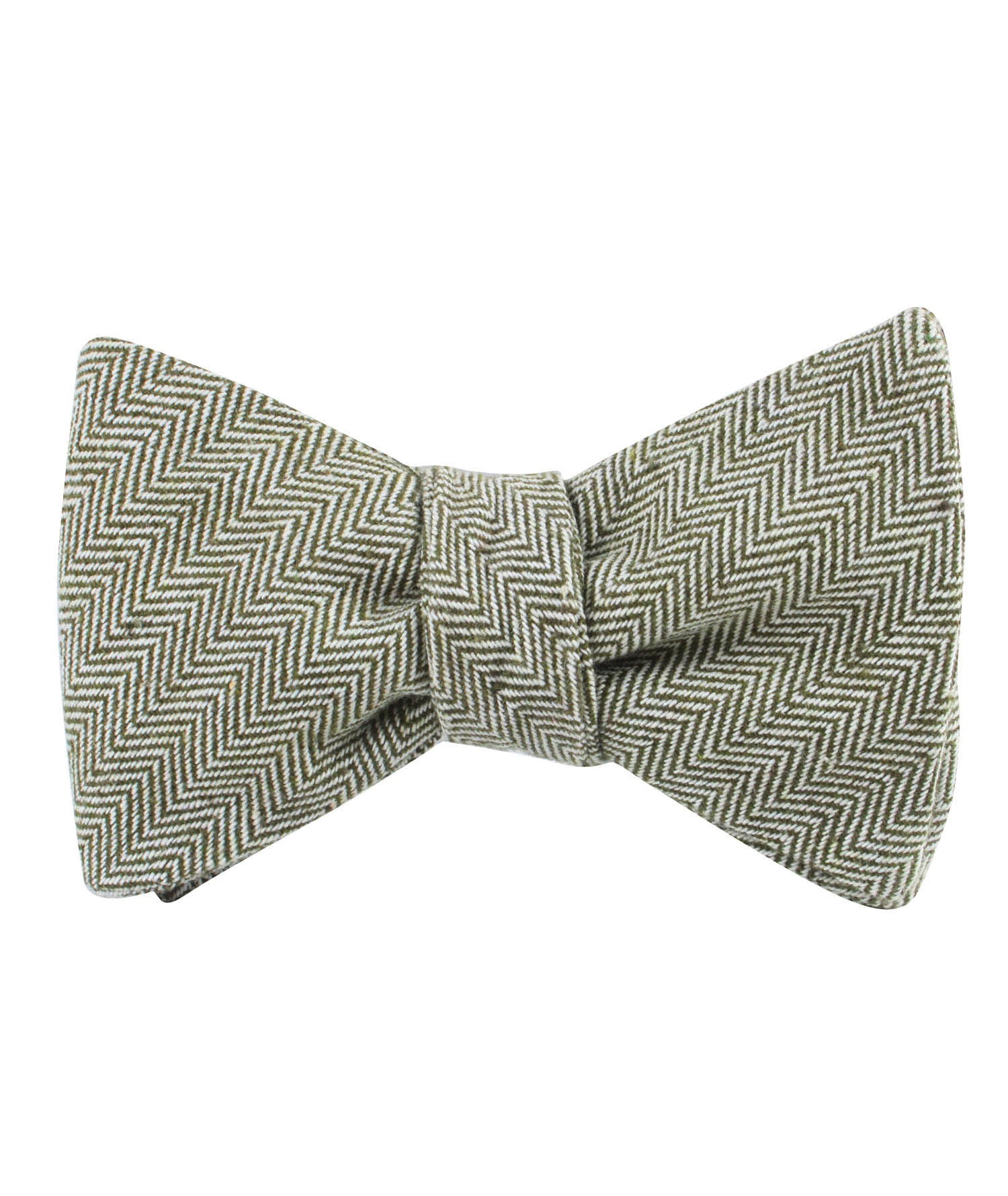 Laurel Green Herringbone Linen Self Bow Tie