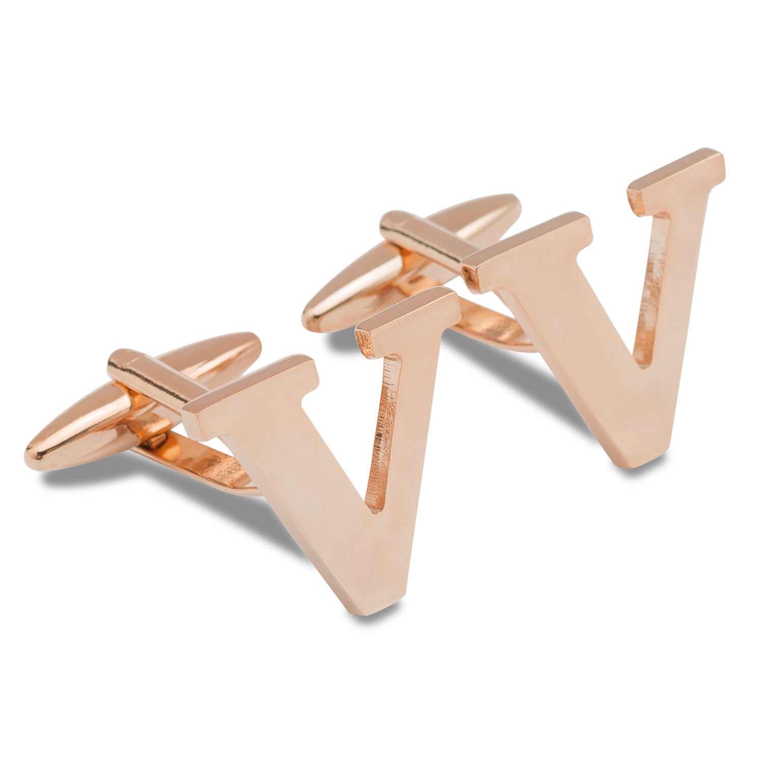 Rose Gold Letter V Cufflinks