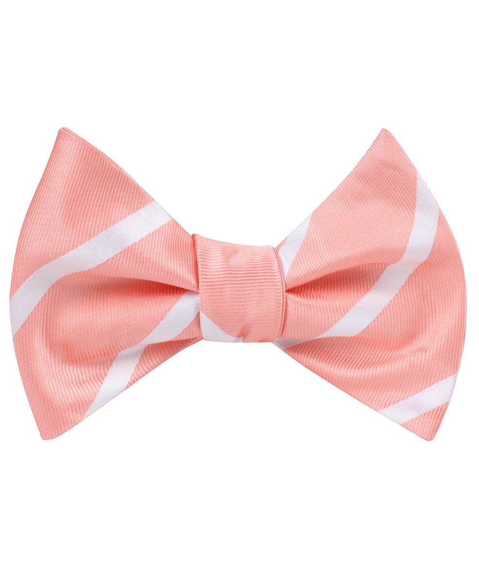 Peach Striped Self Bow Tie