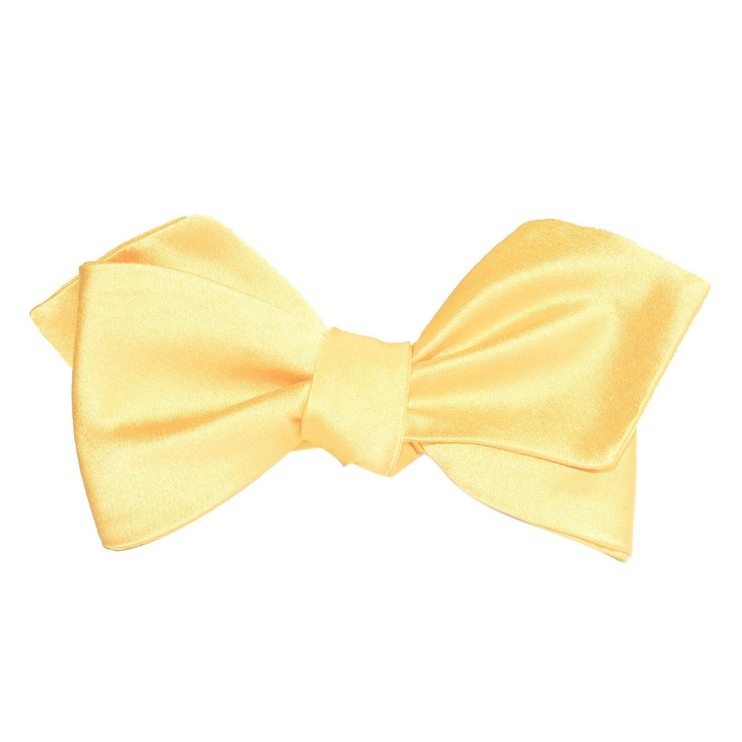 Light Yellow Satin Self Tie Diamond Tip Bow Tie