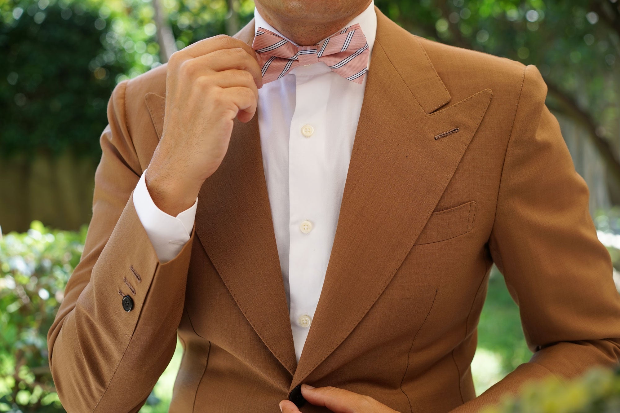 Dusty Peach Copacabana Striped Bow Tie