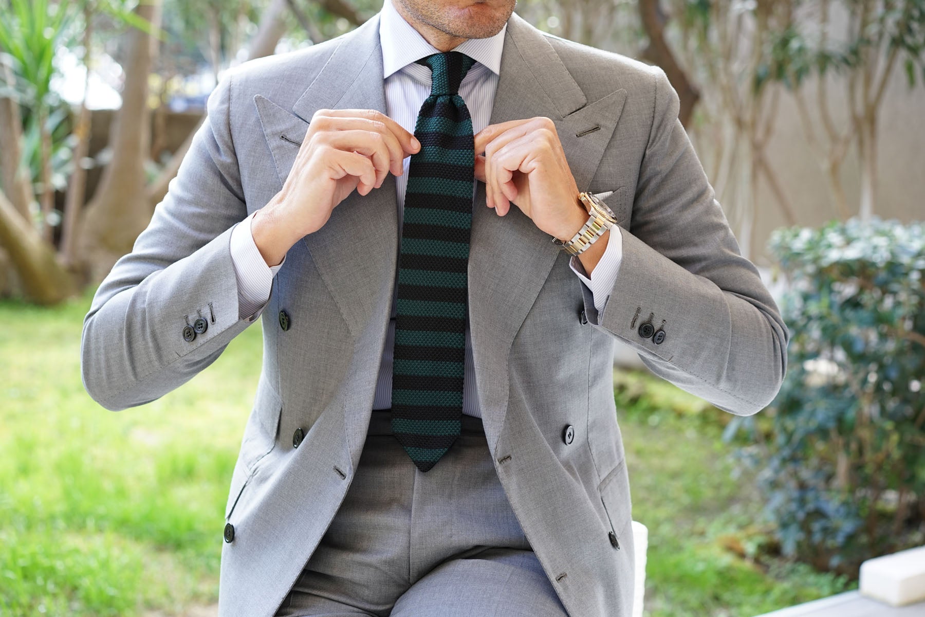 Green Mamba Striped Knitted Tie