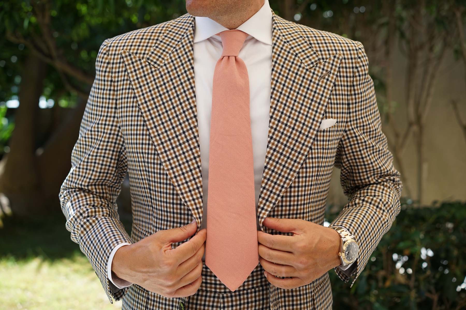 Sunset Peach Linen Twill Necktie