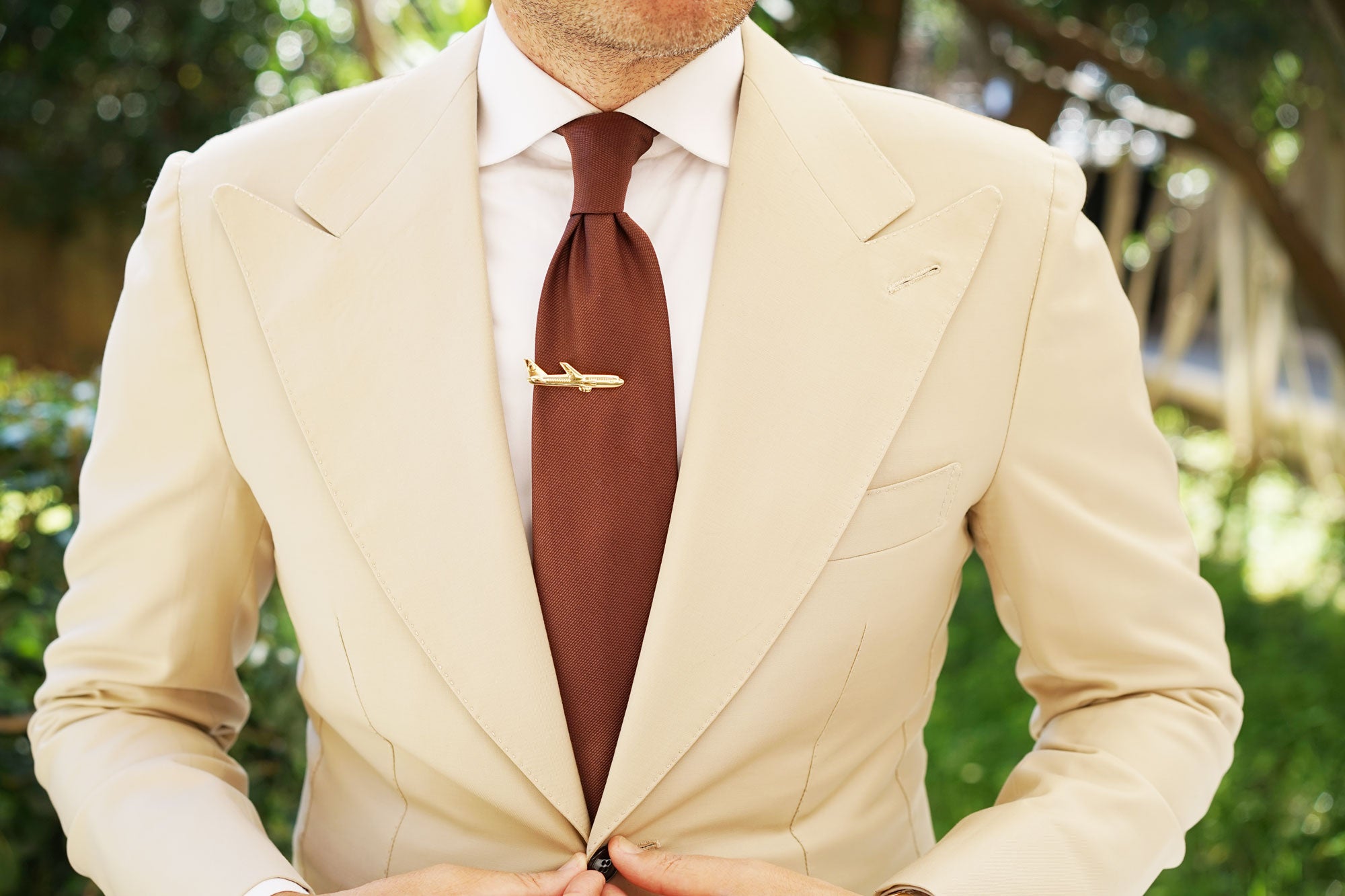 Gold Airplane Tie Bar