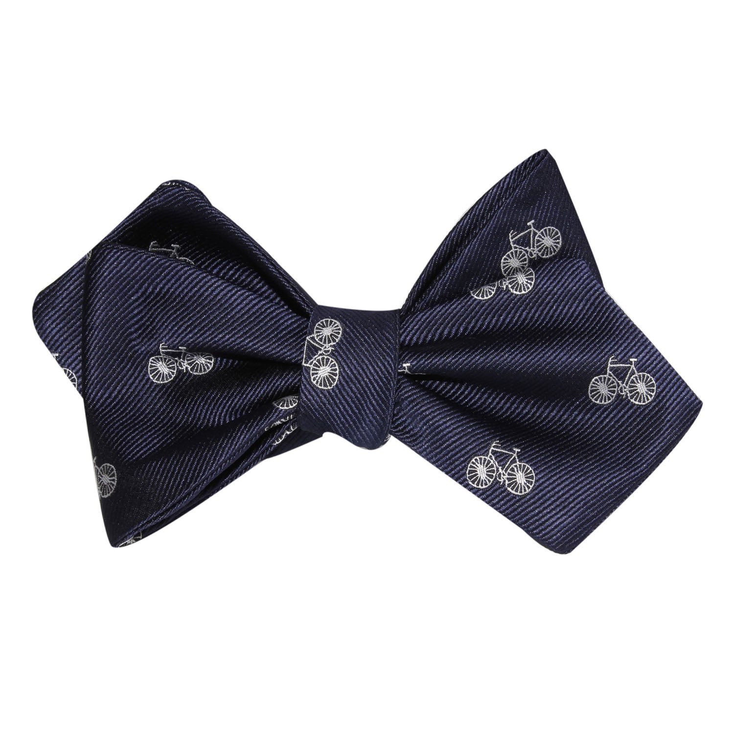 Navy Blue French Bicycle Self Tie Diamond Tip Bow Tie